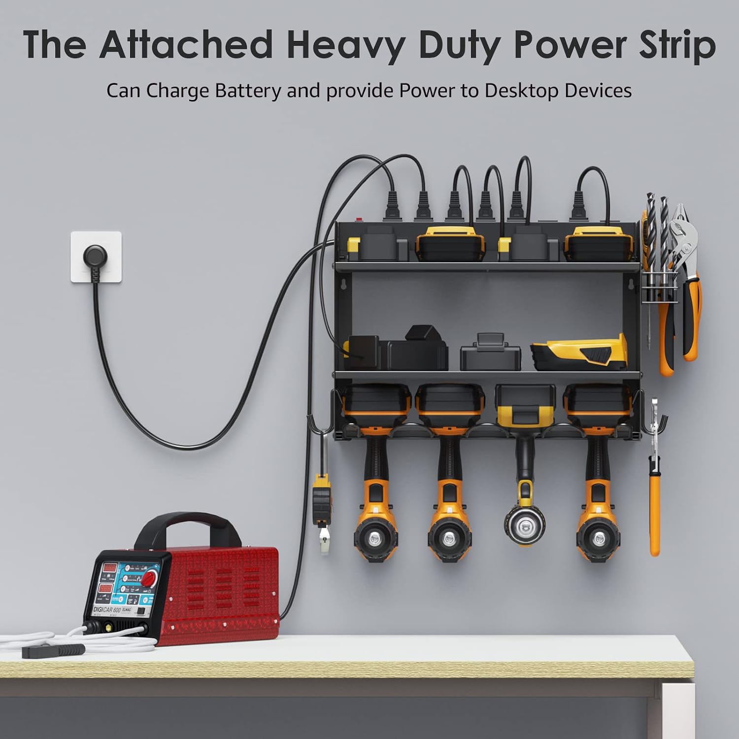 Detalle 2 de CCCEI Wall-Mount Tool Charging Organizer, 3-Tier