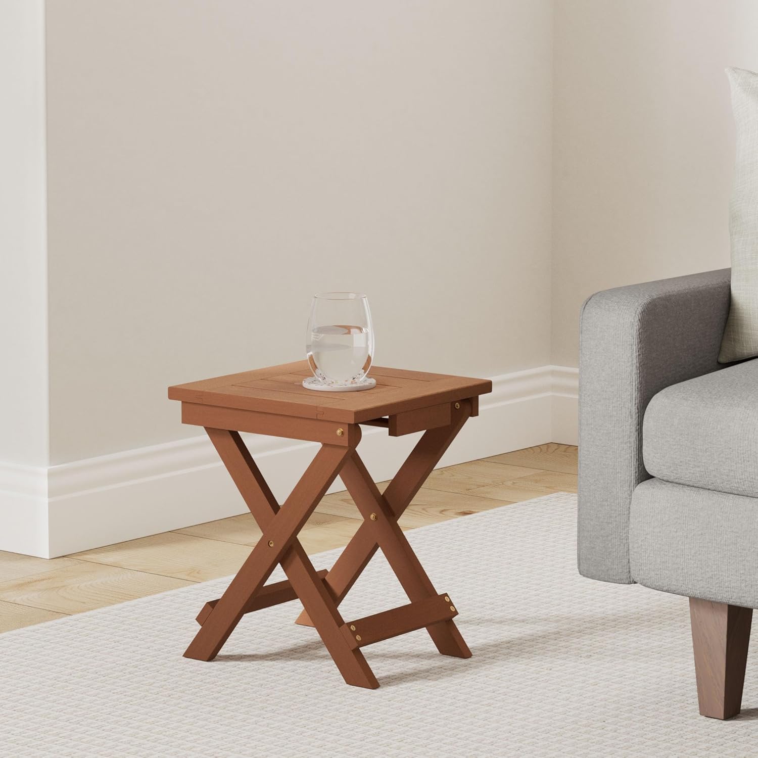 Thumbnail 1 de Furinno TIOMAN Patio Table: Adirondack Folding Outdoor Side Table in Teak Oil