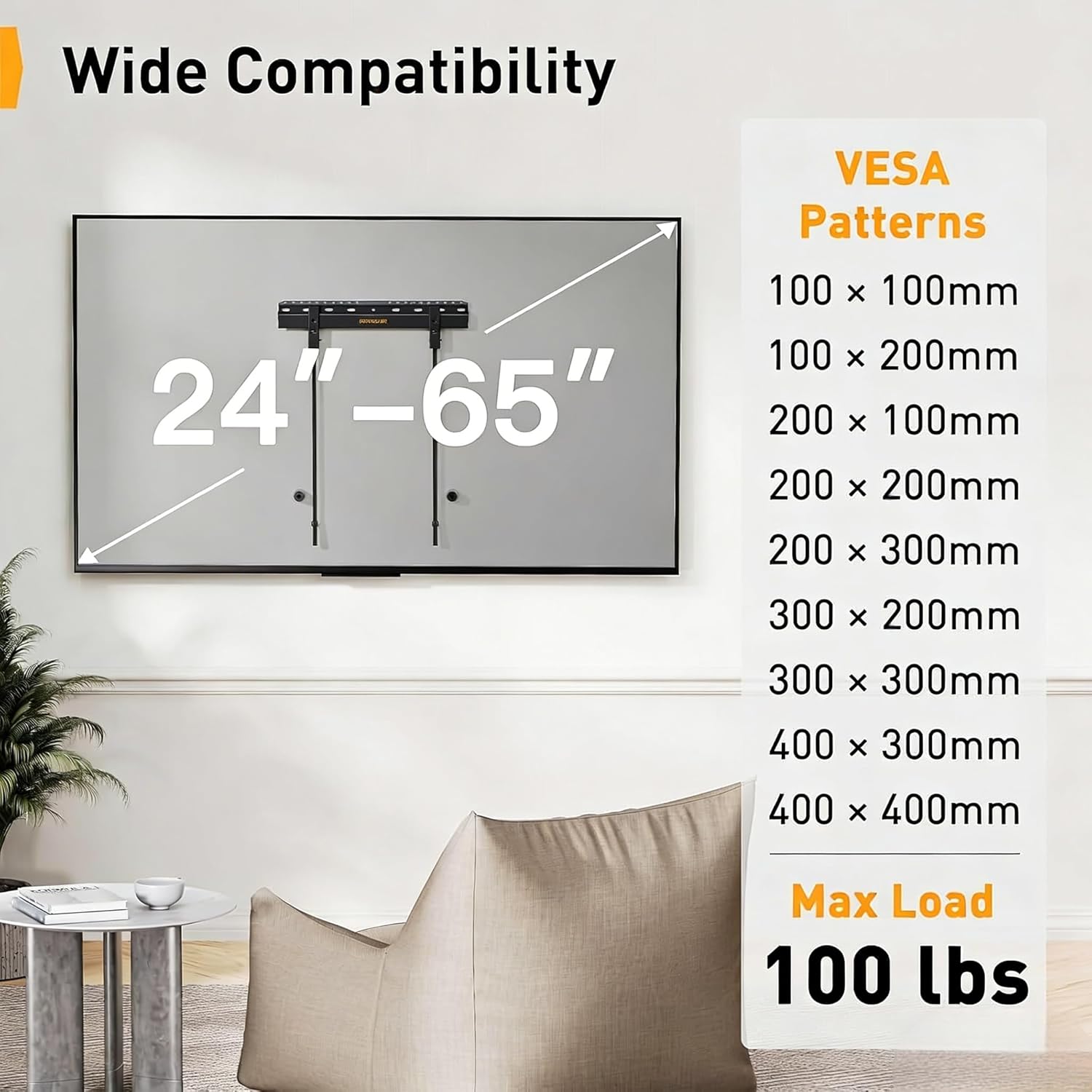 Detalle 2 de Perlegear PGMT7 24-55 inch No Drill TV Mount