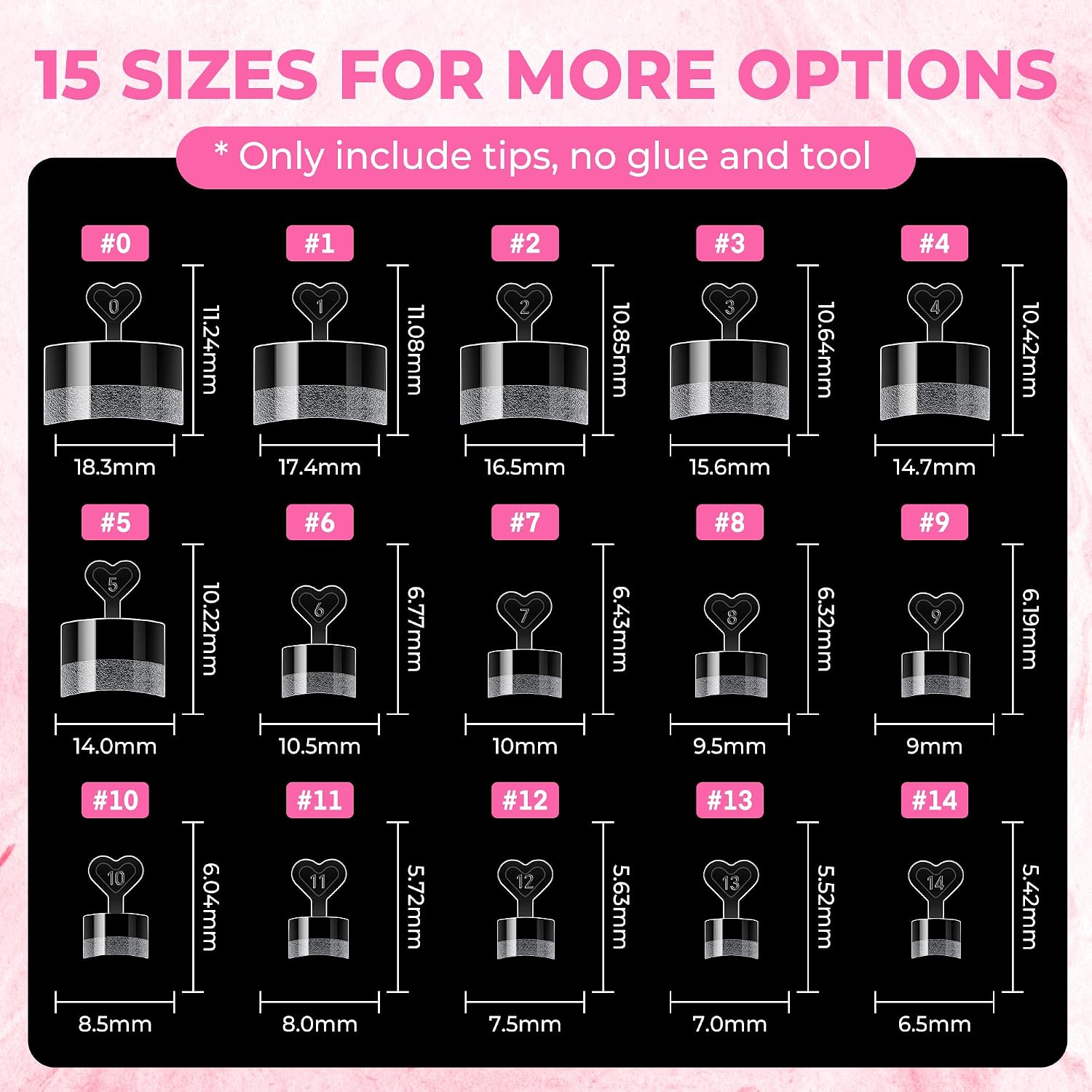 Thumbnail 5 de UNA GELLA Half-Cover Square Toenail Tips, 510 Pieces, 15 Sizes