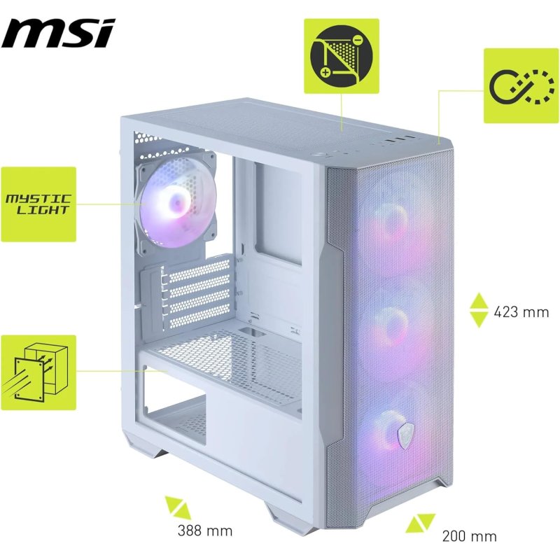 Thumbnail 2 de MSI MAG FORGE M100R caja mATX blanca con ARGB