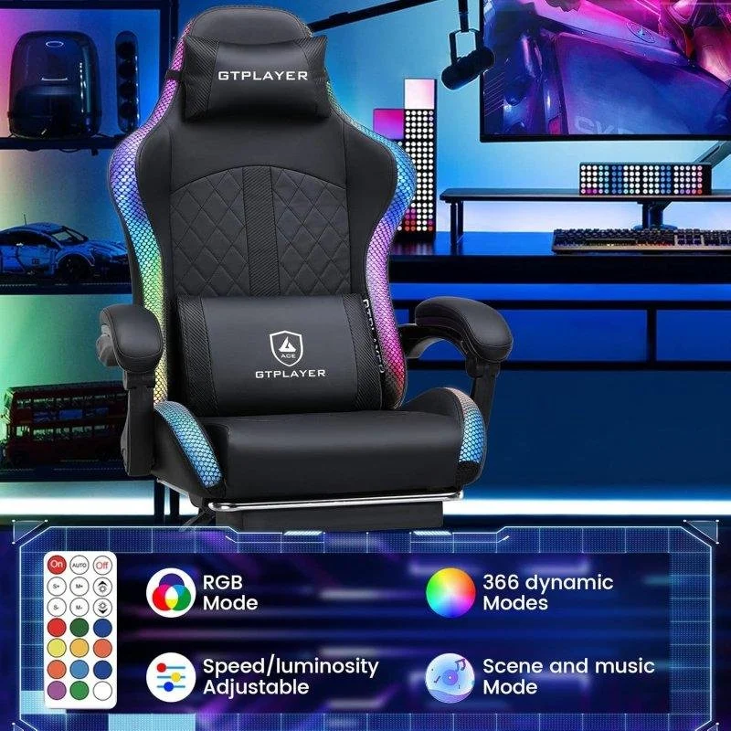 Thumbnail 1 de Silla Gaming GTPLAYER Musical con Altavoces, Luz LED, Reposapiés y Masaje USB