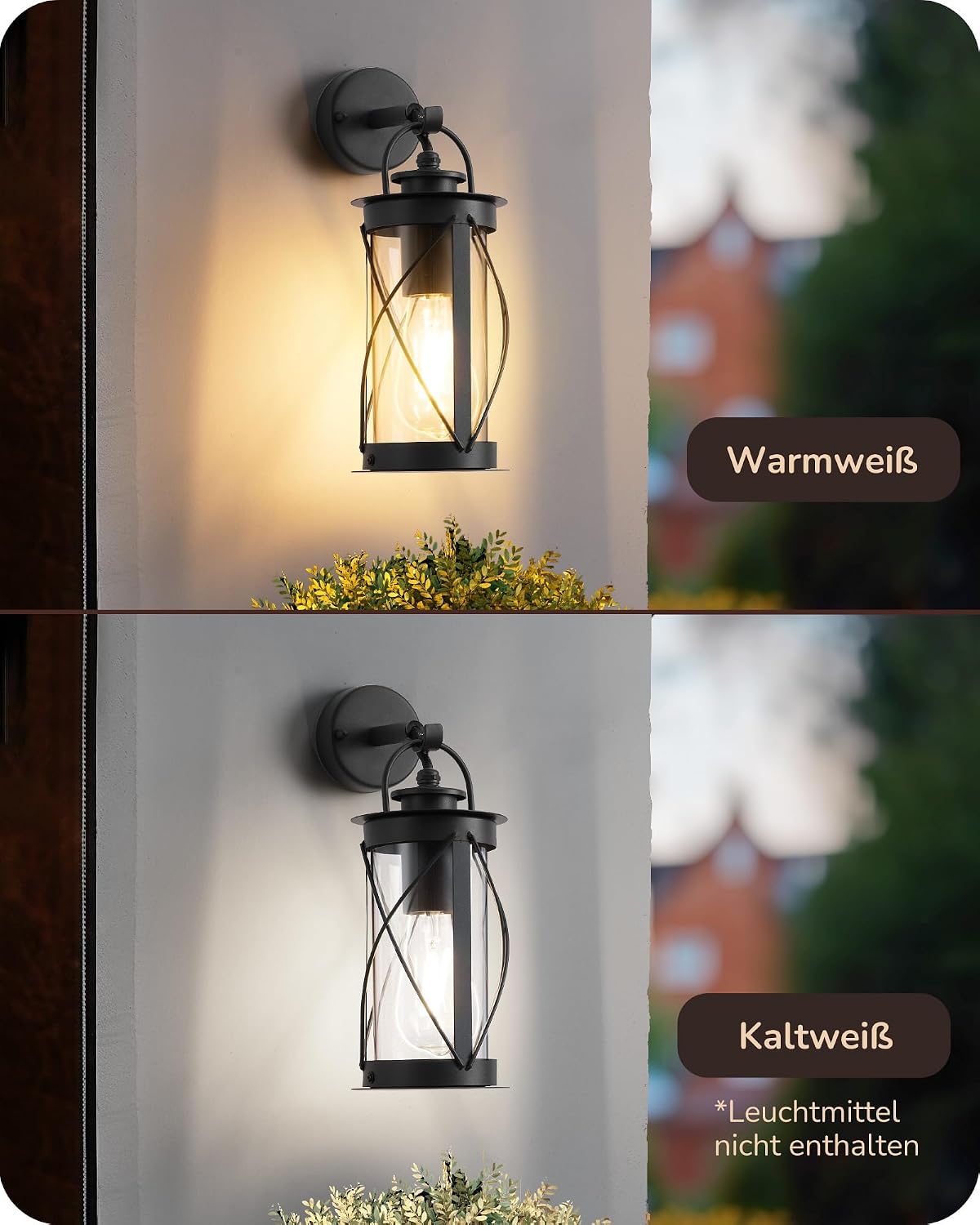 Detalle de EDISHINE Wandleuchte IP44 E27, Schwarz