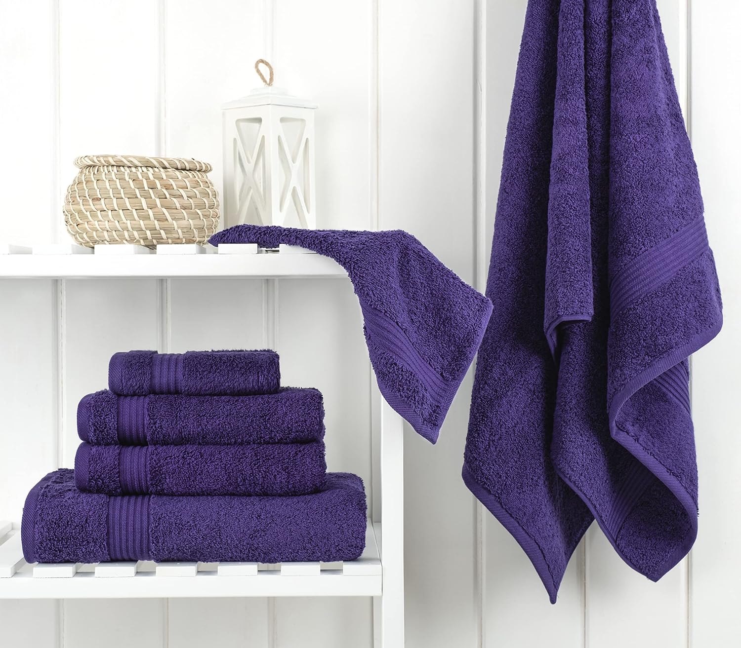 Detalle de Cotton Paradise 6 Piece Turkish Towel Set (Purple) — 100% Cotton, 600 GSM
