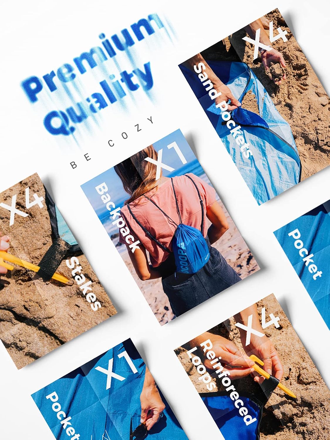 Thumbnail 6 de OCOOPA Couverture de plage 210 x 200 cm imperméable anti-sable, pique-nique & camping