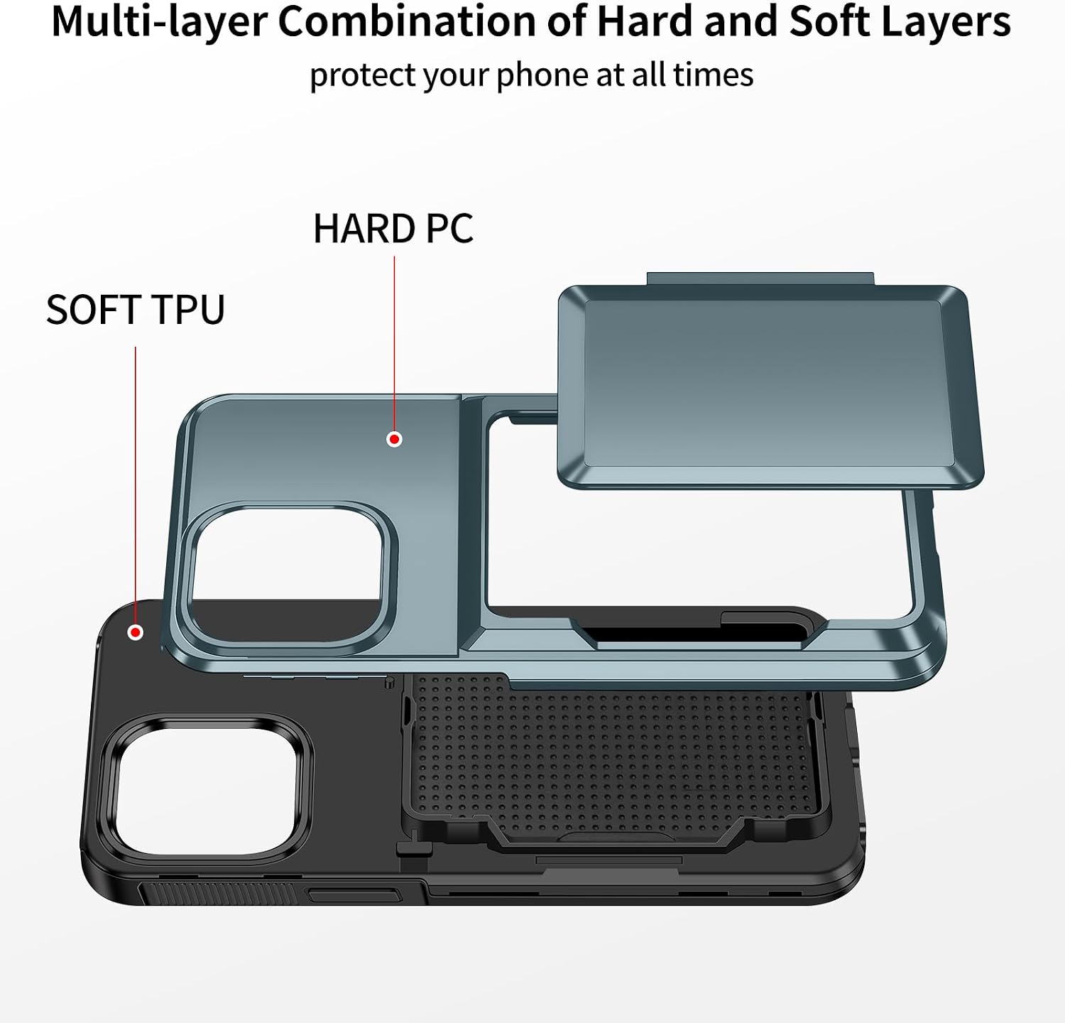Detalle de Aolcev iPhone 14 Case with Card Holder: Slim Wallet meet Heavy-Duty Protection