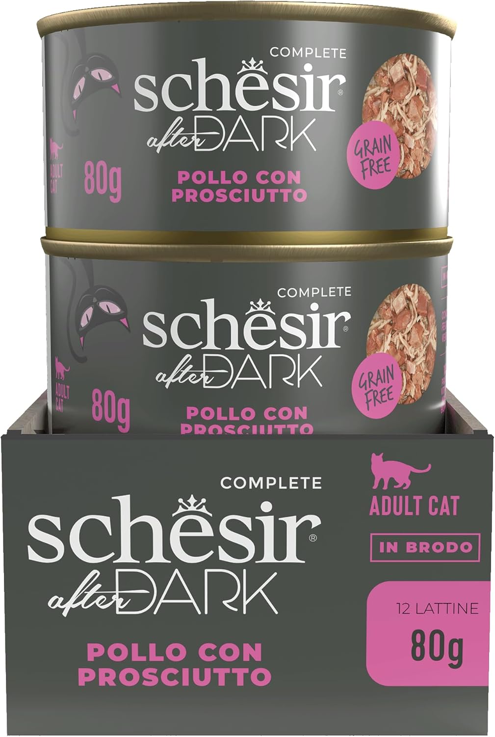 Thumbnail 2 de Schesir After Dark Filetti di Pollo con Prosciutto in Brodo (12 x 80 g) – umido grain free per gatti adulti