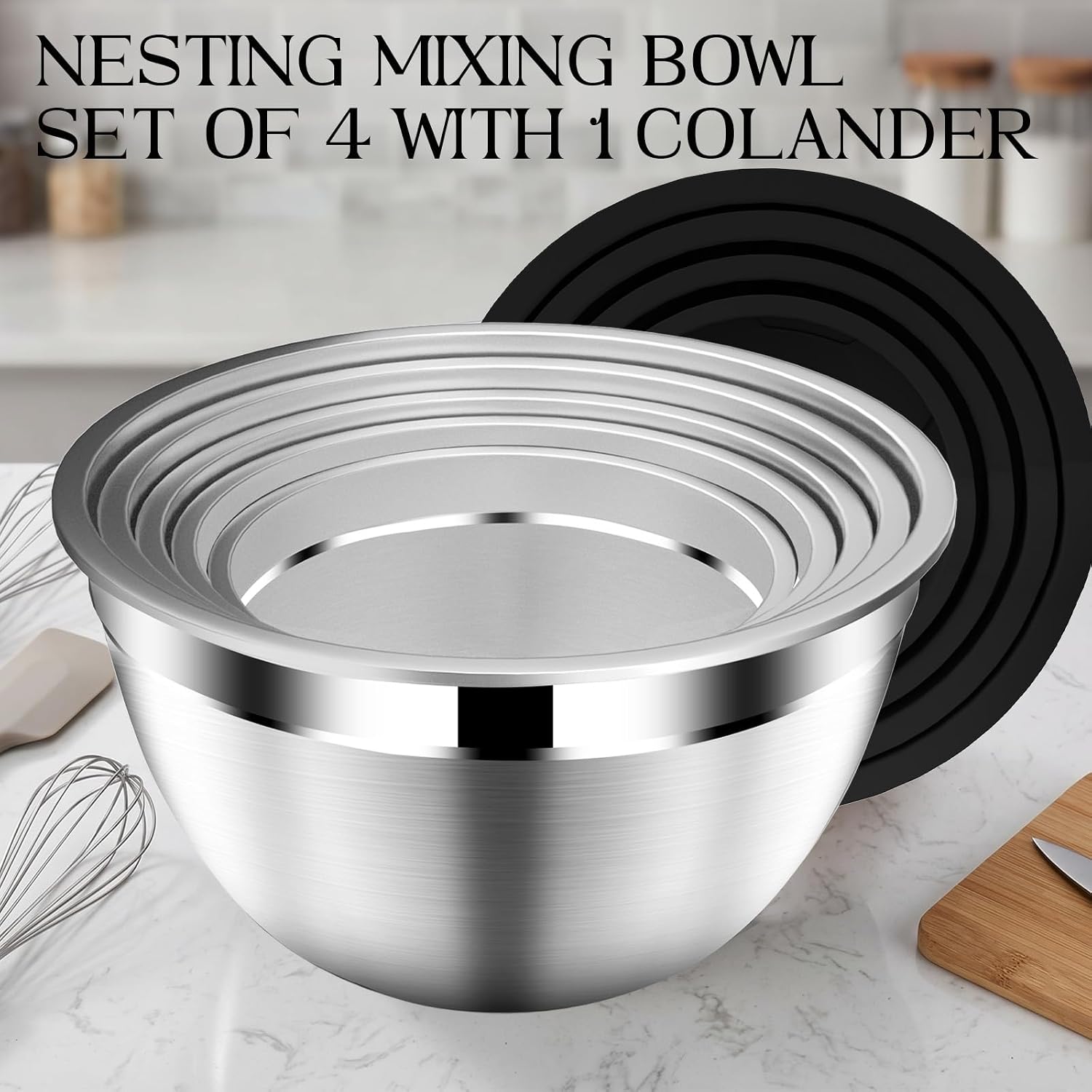 Detalle de DUTZUN Mixing Bowls 4.5QT 🍽