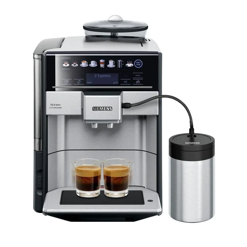 Detalle de Siemens EQ.6 plus: cafetera espresso automática con molinillo integrado