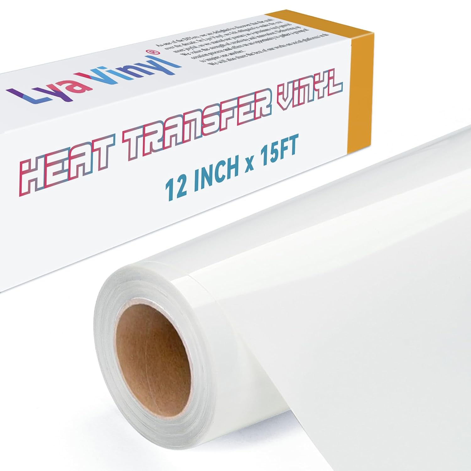 Detalle de Lya Vinyl 15FT White Heat Transfer Vinyl (HTV) Roll – Iron-on for Cricut & Silhouette Cameo