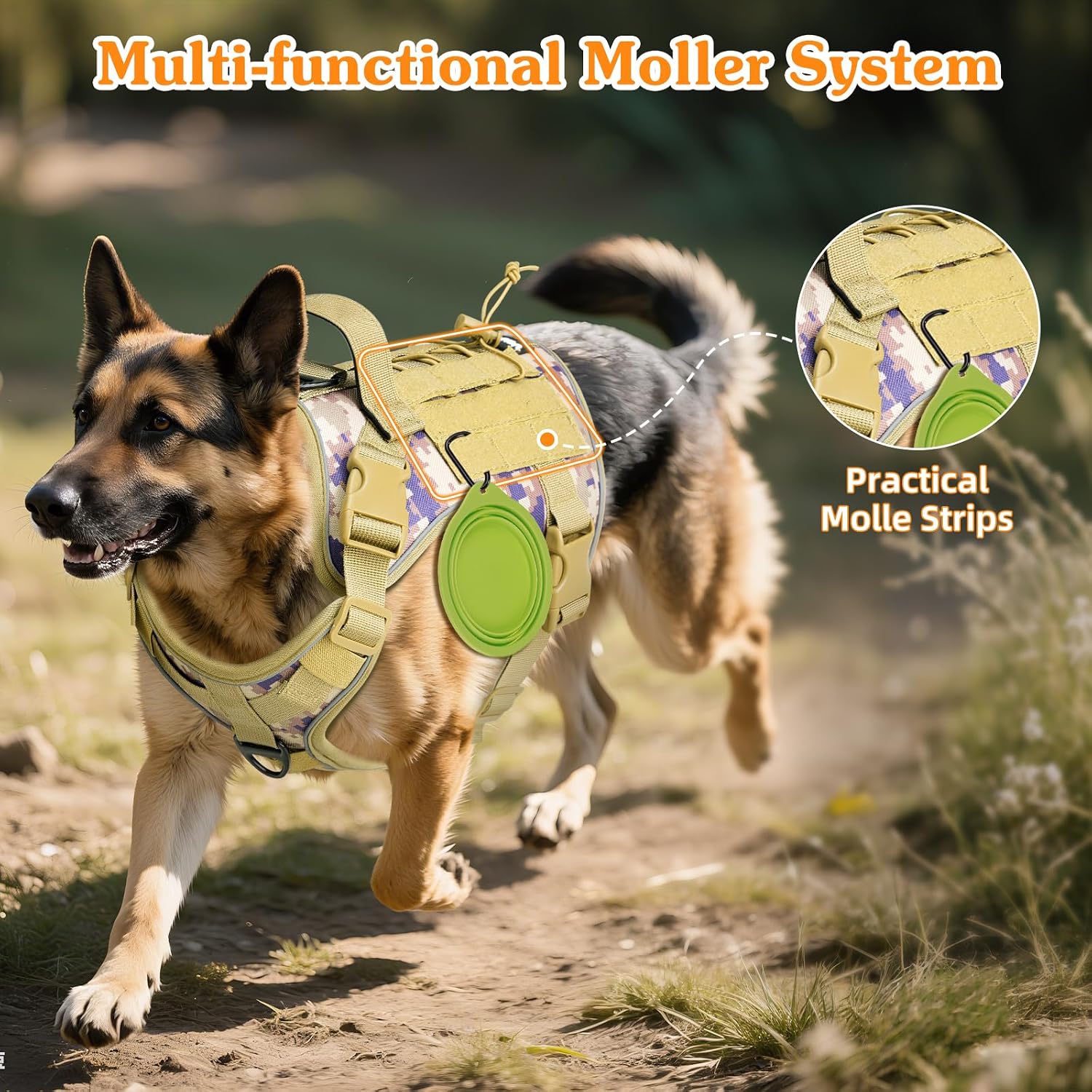 Thumbnail 5 de VavoPaw Heavy Duty Tactical Dog Harness for Large Dogs (Desert Camouflage, Size M)