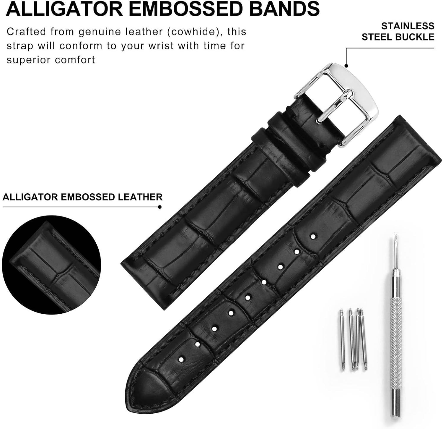 Detalle 2 de BISONSTRAP Uhrenarmband Alligator 18 mm
