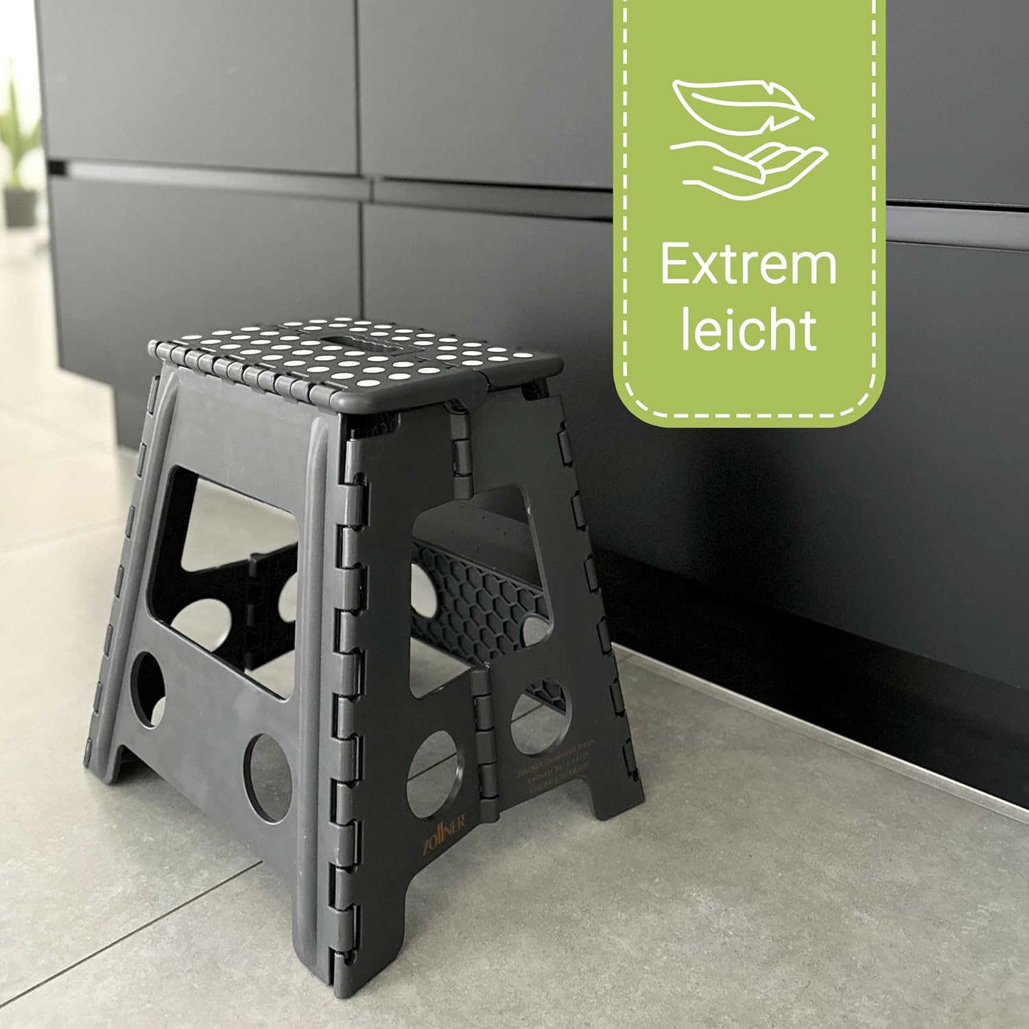 Thumbnail 4 de ZOLLNER Tritthocker faltbar – Klapphocker bis 120 kg, 39 cm, anthrazit