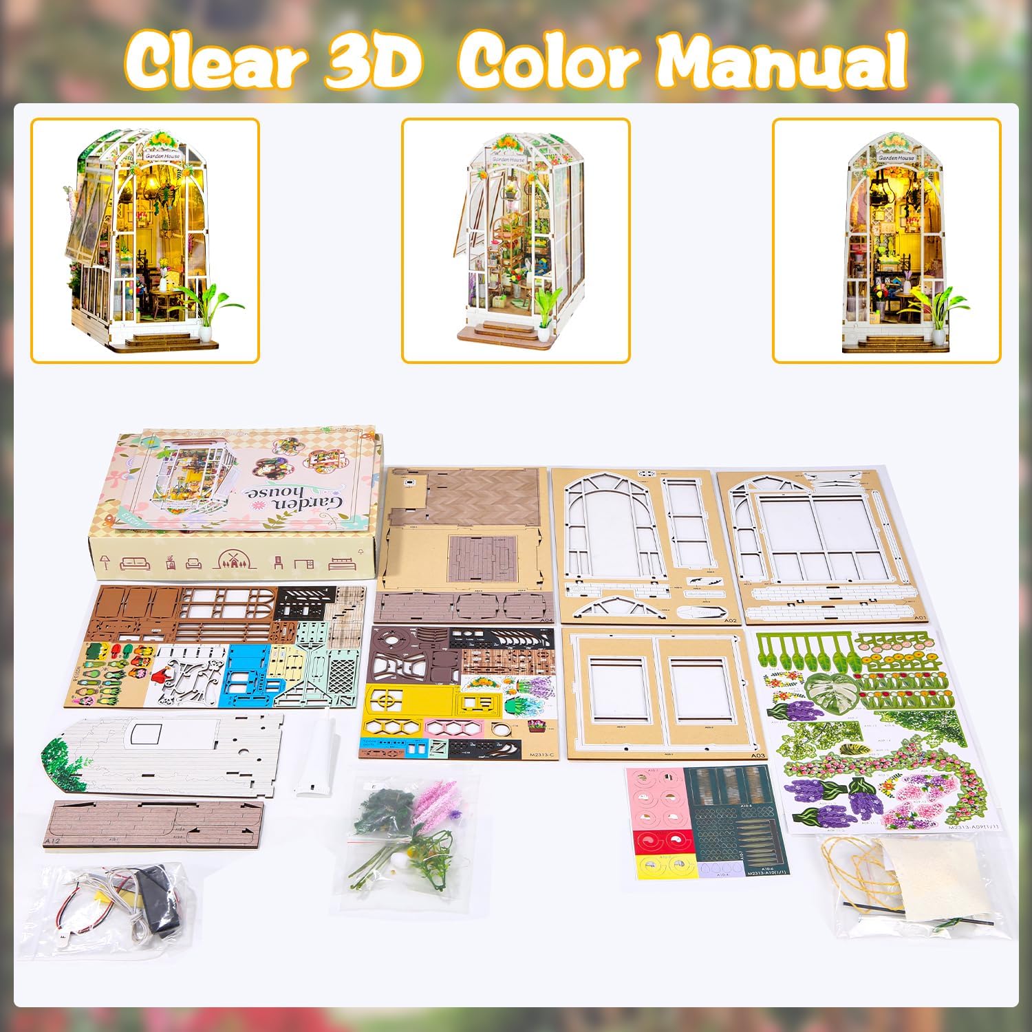 Thumbnail 5 de DIY Book Nook Kit Gartenhaus mit LED Licht