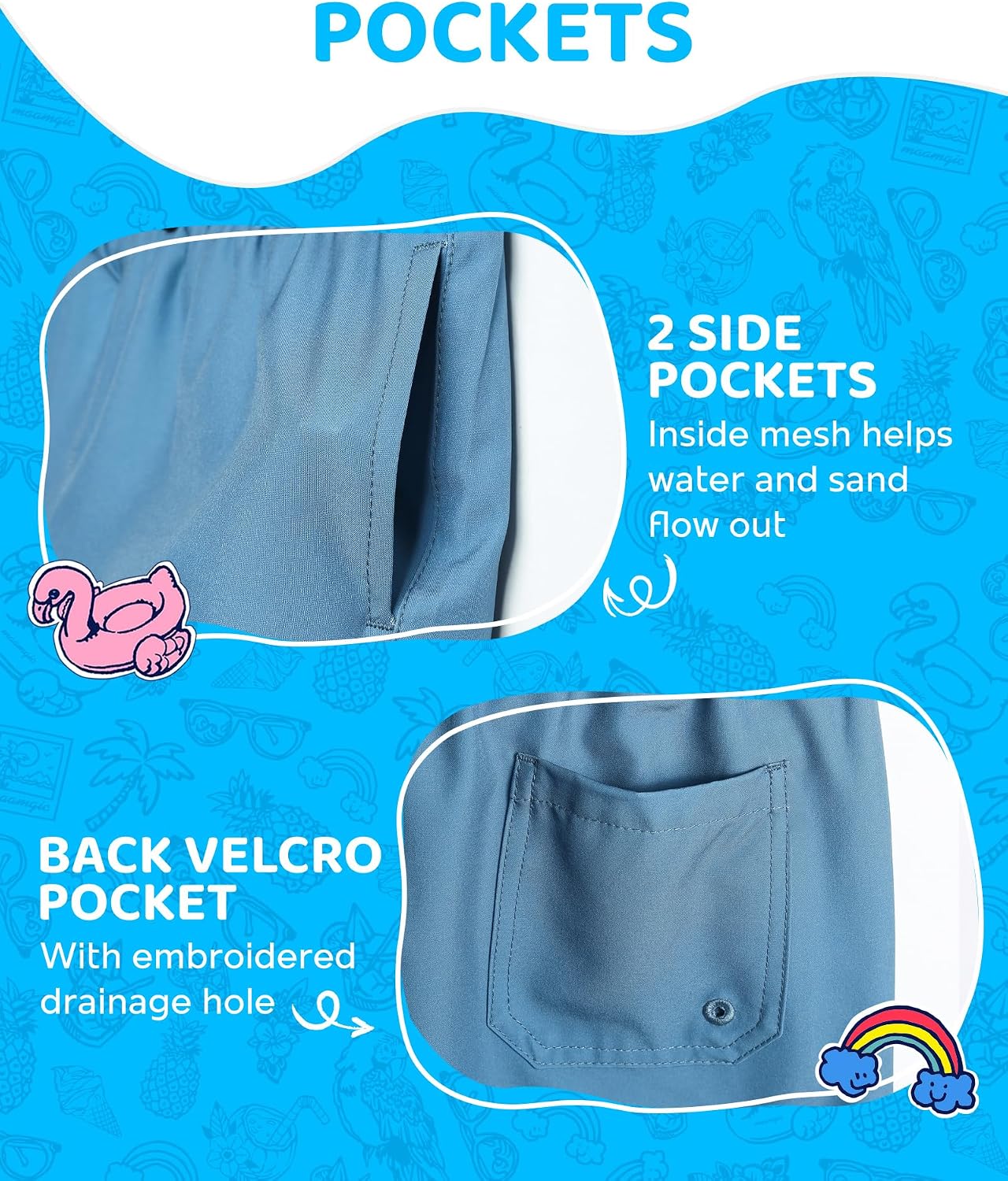 Thumbnail 2 de maamgic Boys Swim Trunks with Compression Liner: 4-Way Stretch Quick-Dry Toddler Beach Shorts