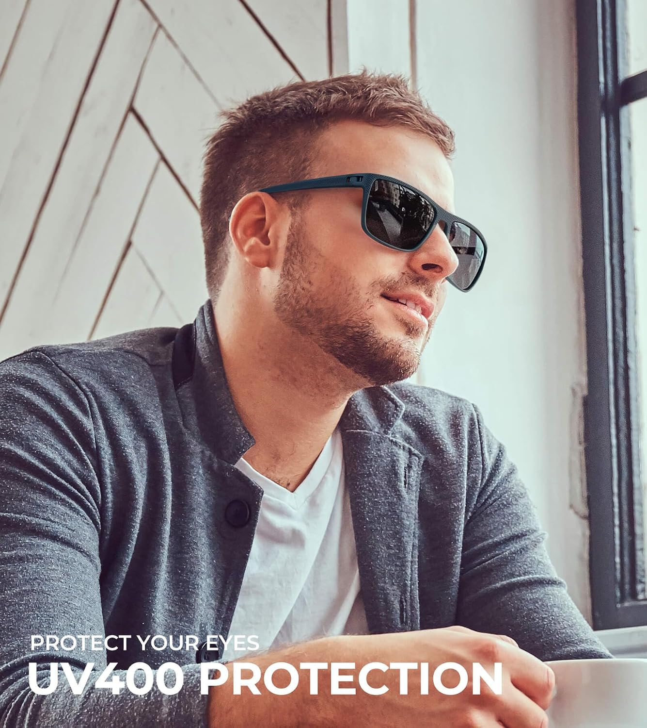 Thumbnail 1 de KALIYADI Polarized Sunglasses for Men, UV400 Protection, Lightweight Rectangle Frame