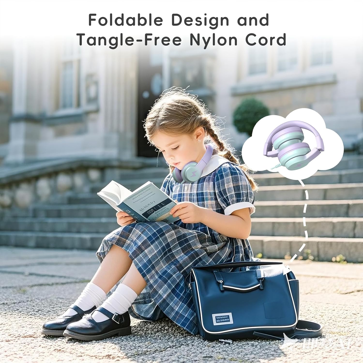 Thumbnail 6 de Candy Bila Kinder-Kopfhörer mit Kabel (85/94 dB) und HD-Mikrofon, Over-Ear, faltbar – Lila Farbverlauf