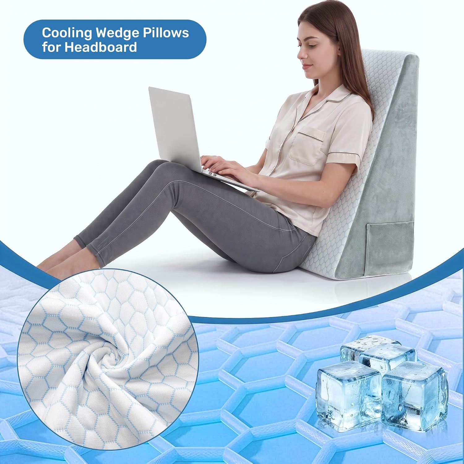 Detalle de puredown PD-PP82038-8 Bed Wedge Pillow, 8-Inch Cooling Memory Foam