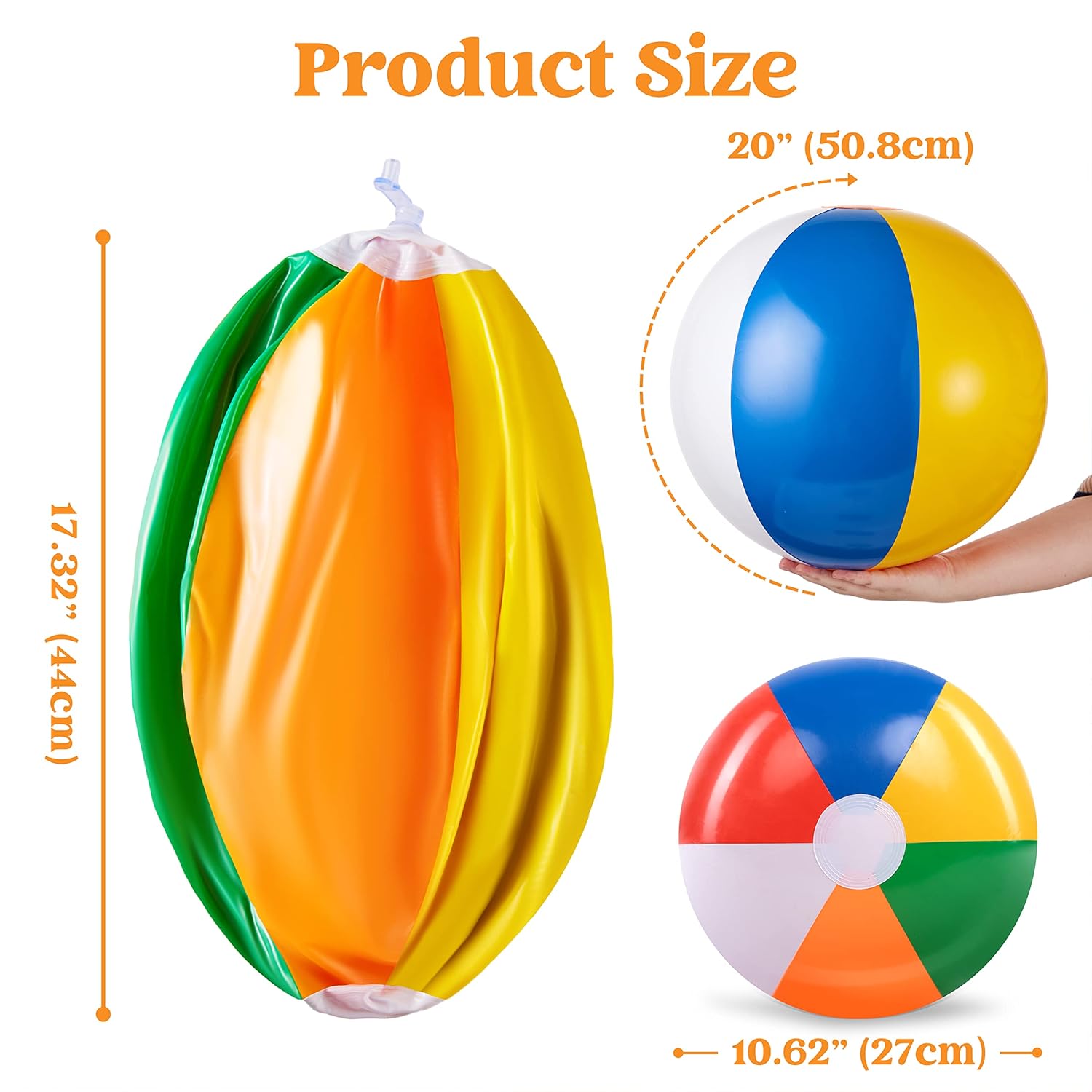 Thumbnail 4 de JOYIN 4-Pack 20" Large Rainbow Beach Balls (Inflatable Pool Toys) for Summer Party Decorations & Games