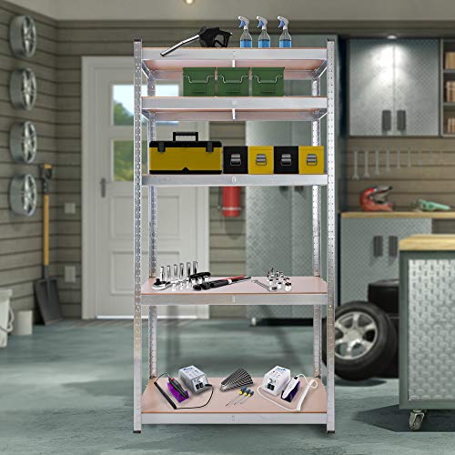 Detalle 2 de Arebos Schwerlastregal-Set 180 x 90 x 40 cm – 875 kg Tragkraft, verzinkt, 5 verstellbare MDF-Böden