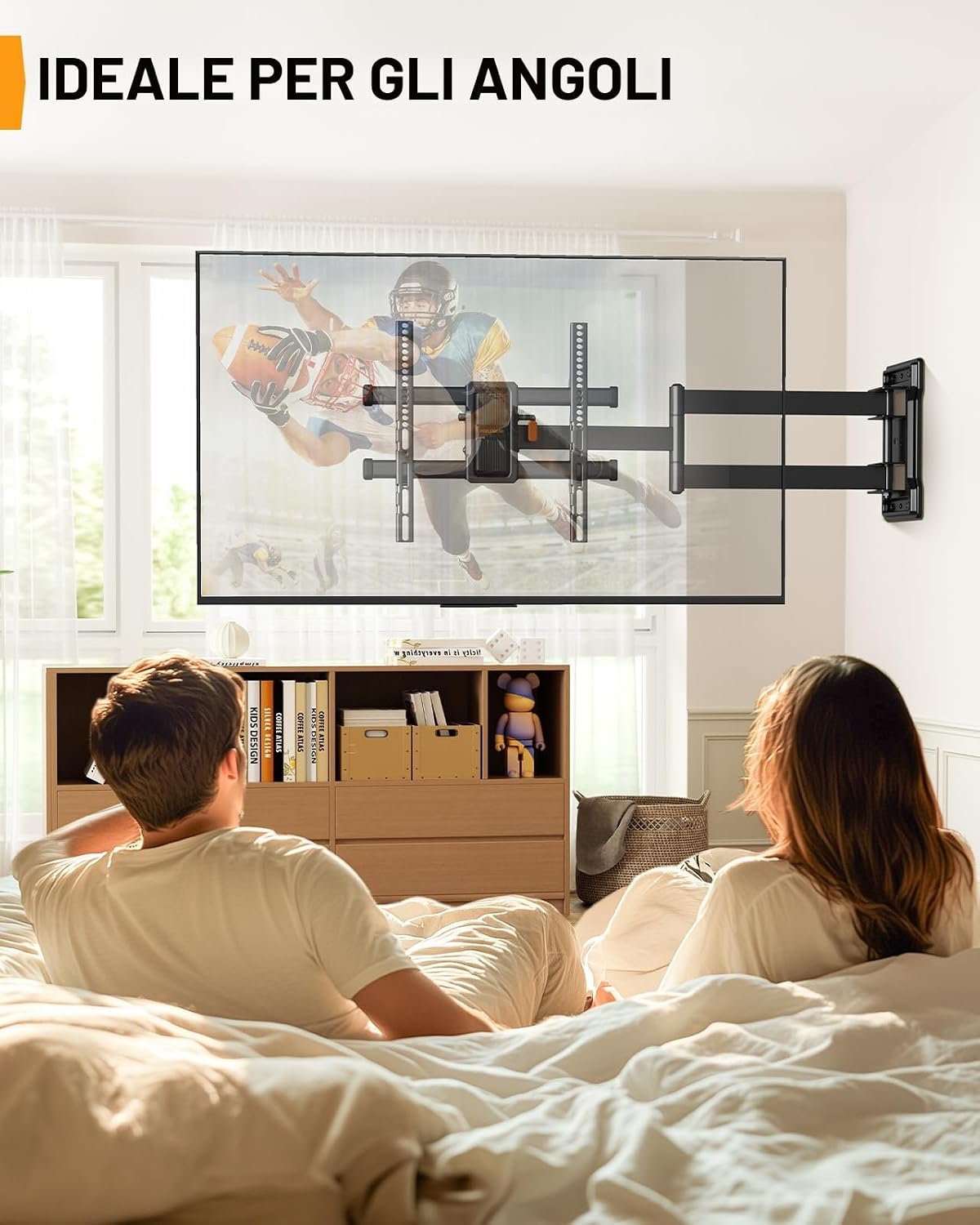 Thumbnail 6 de Perlegear supporto TV da parete inclinabile e orientabile, braccio extra lungo per TV 32–65" (fino a 60 kg, VESA max 400×400 mm)