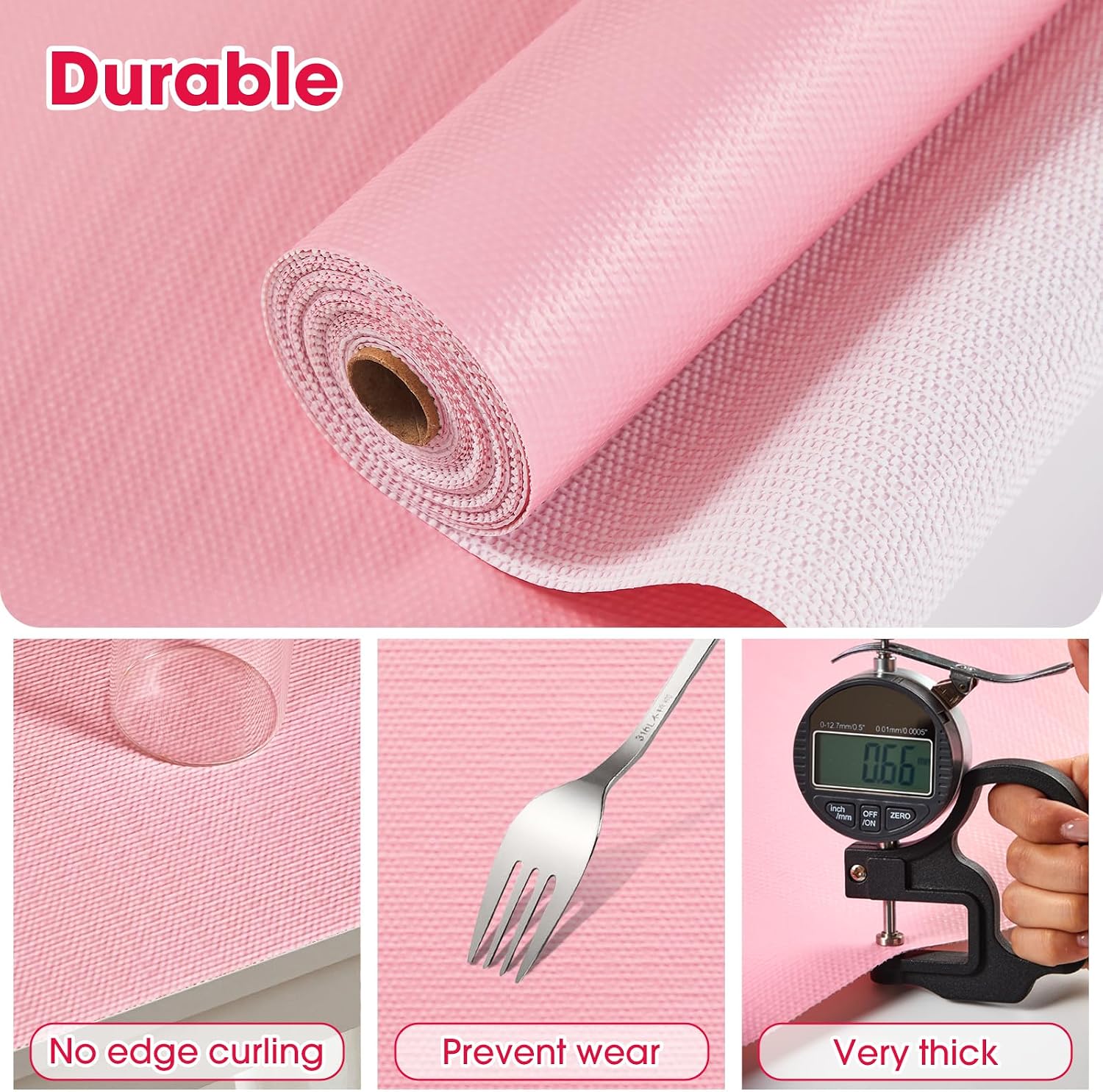 Thumbnail 5 de ALIUNI Pink PVC Drawer and Shelf Liner, Non-Adhesive, Waterproof, 12 in x 10 ft
