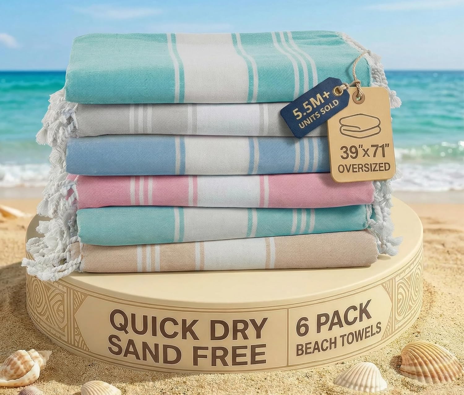 LANE LINEN Turkish Beach Towels Set 39x71