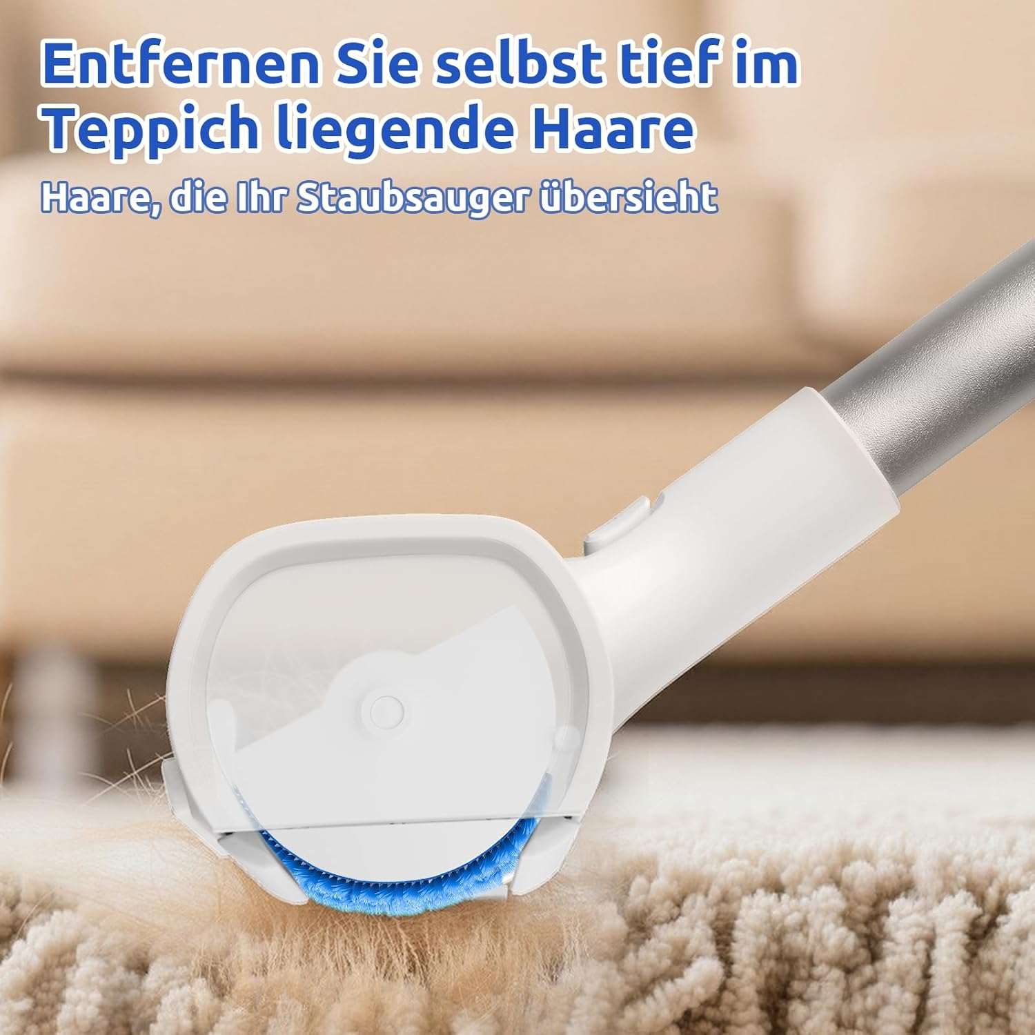 Thumbnail 5 de ACE2ACE Teppichrolle für Tierhaare mit 1,5-m-Griff – keine Bücken, kein Knien, blau