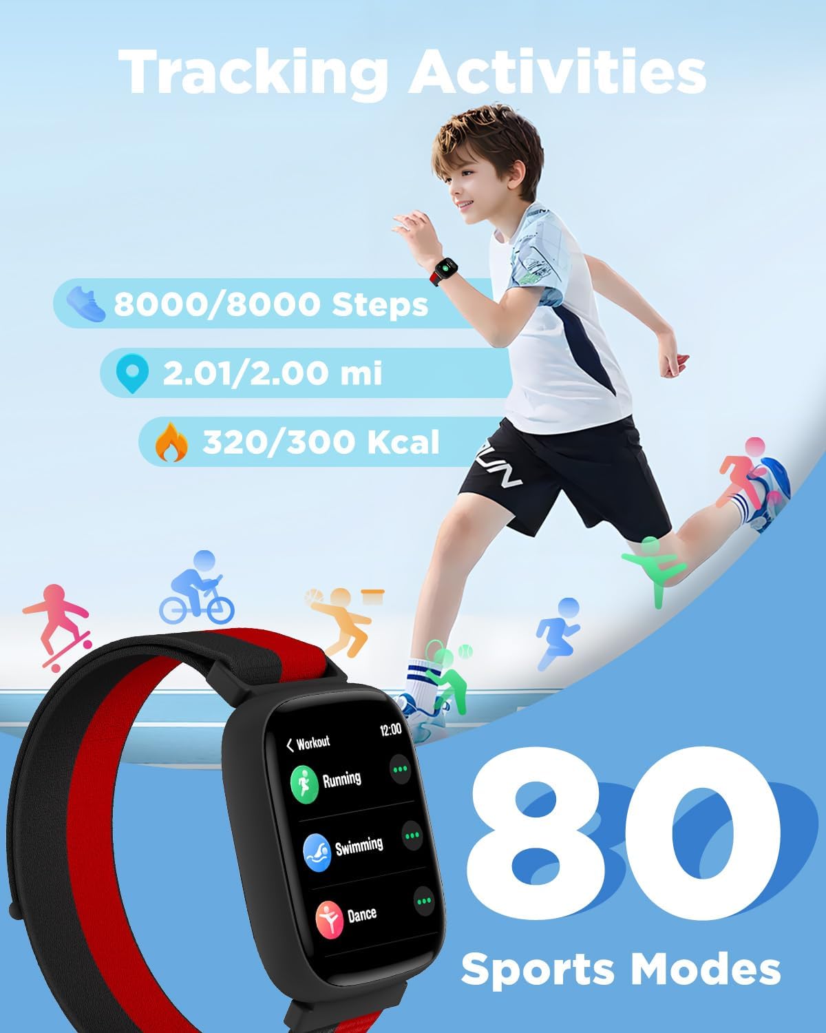 Thumbnail 2 de BIGGERFIVE BRAVE 2 1.8" Kids Fitness Watch