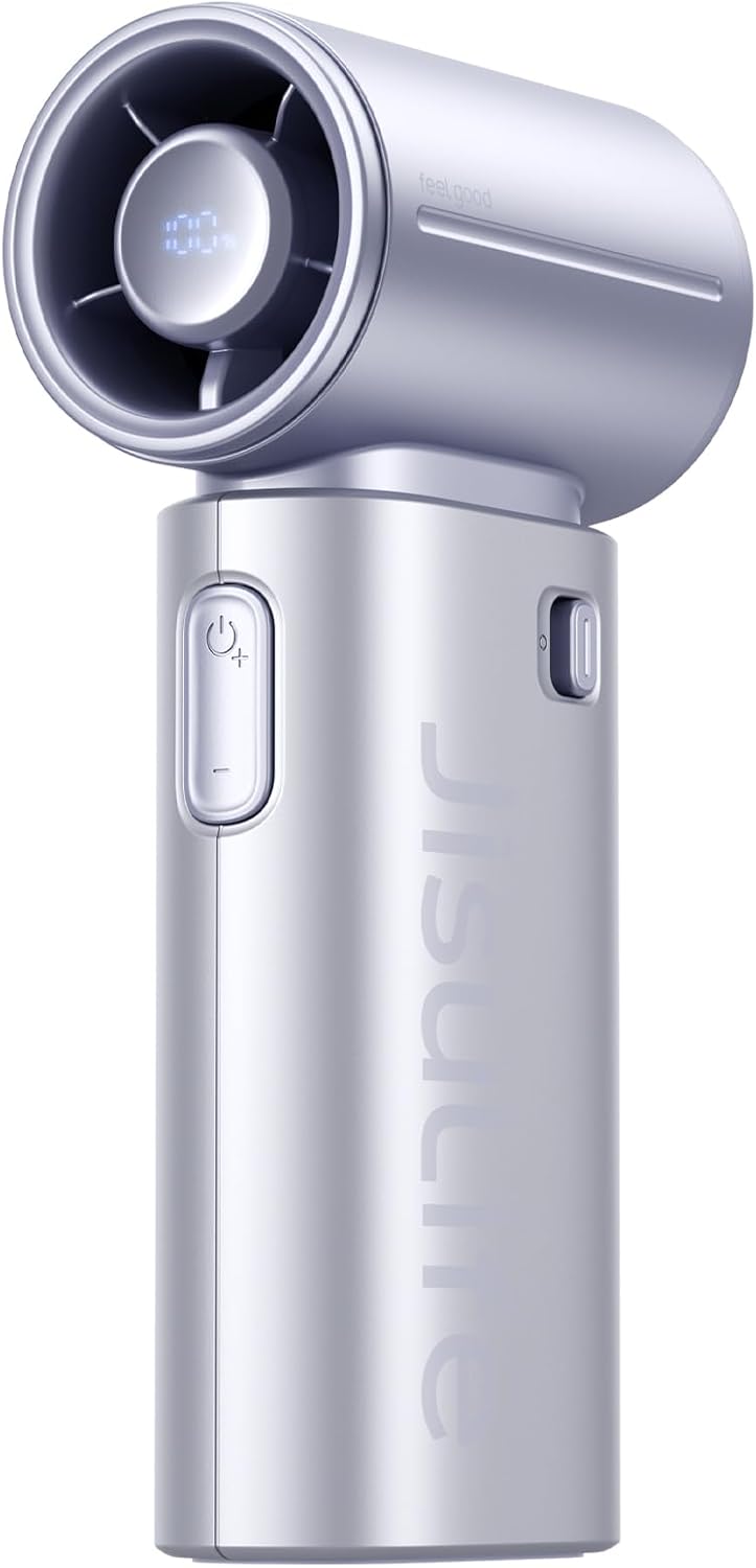 Detalle de JISULIFE Life9S Mini Handheld Fan — Sleek Chrome