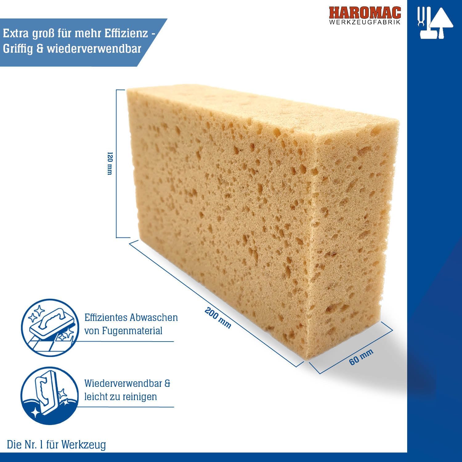 Detalle 2 de Haromac 2501200 Esponja para lechada 200×120×60 mm 🧽