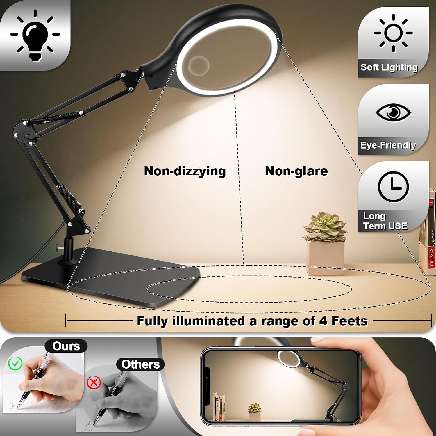 Detalle 2 de NZQXJXZ Lighted Magnifying Glass 5-inch