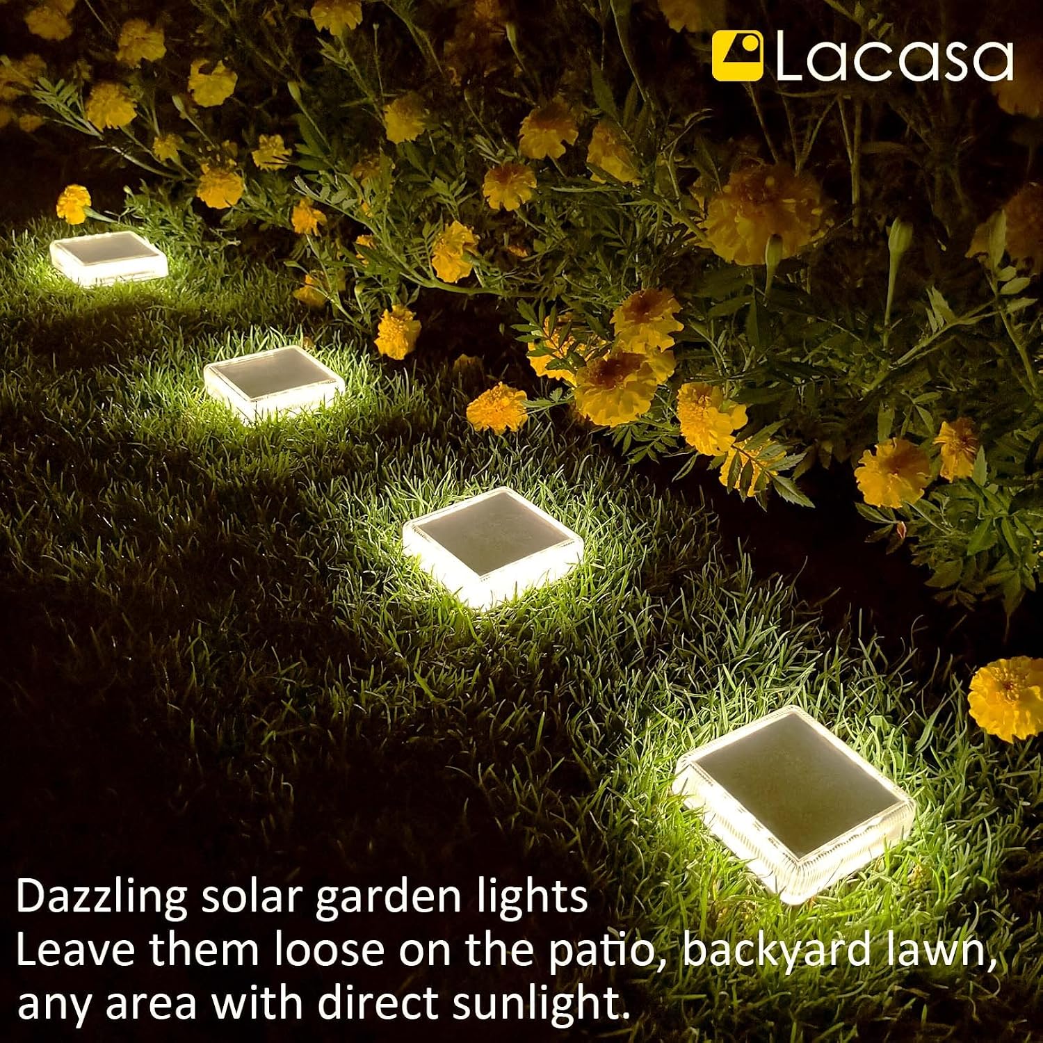 Detalle 2 de Lacasa Blanc Naturel 4000K Solar Deck Lights, 4-Pack, 30 lm, IP68