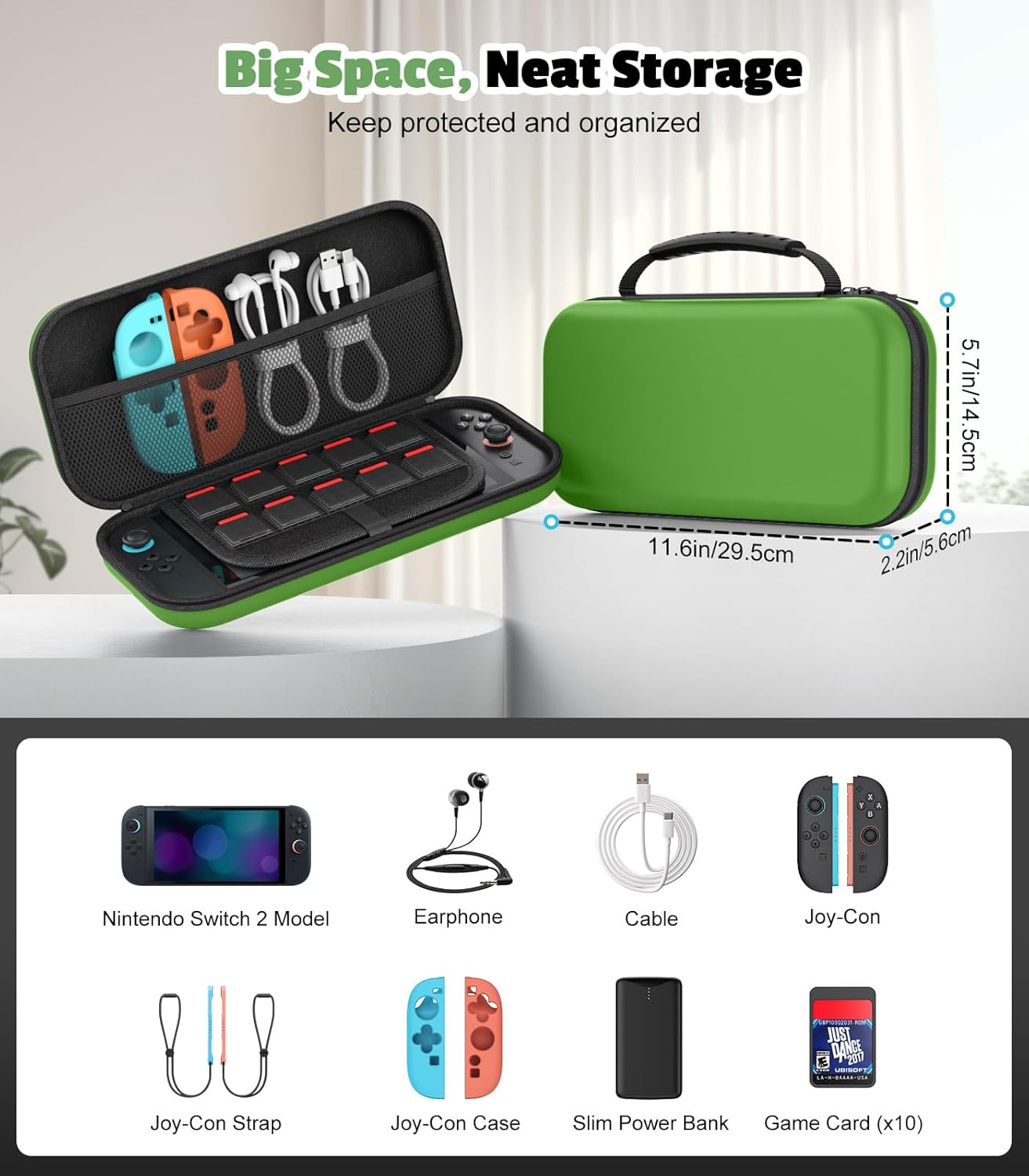 Thumbnail 3 de MoKo Carrying Case for Nintendo Switch 2 (2025) – Protective Hard Shell with 10 Game Slots