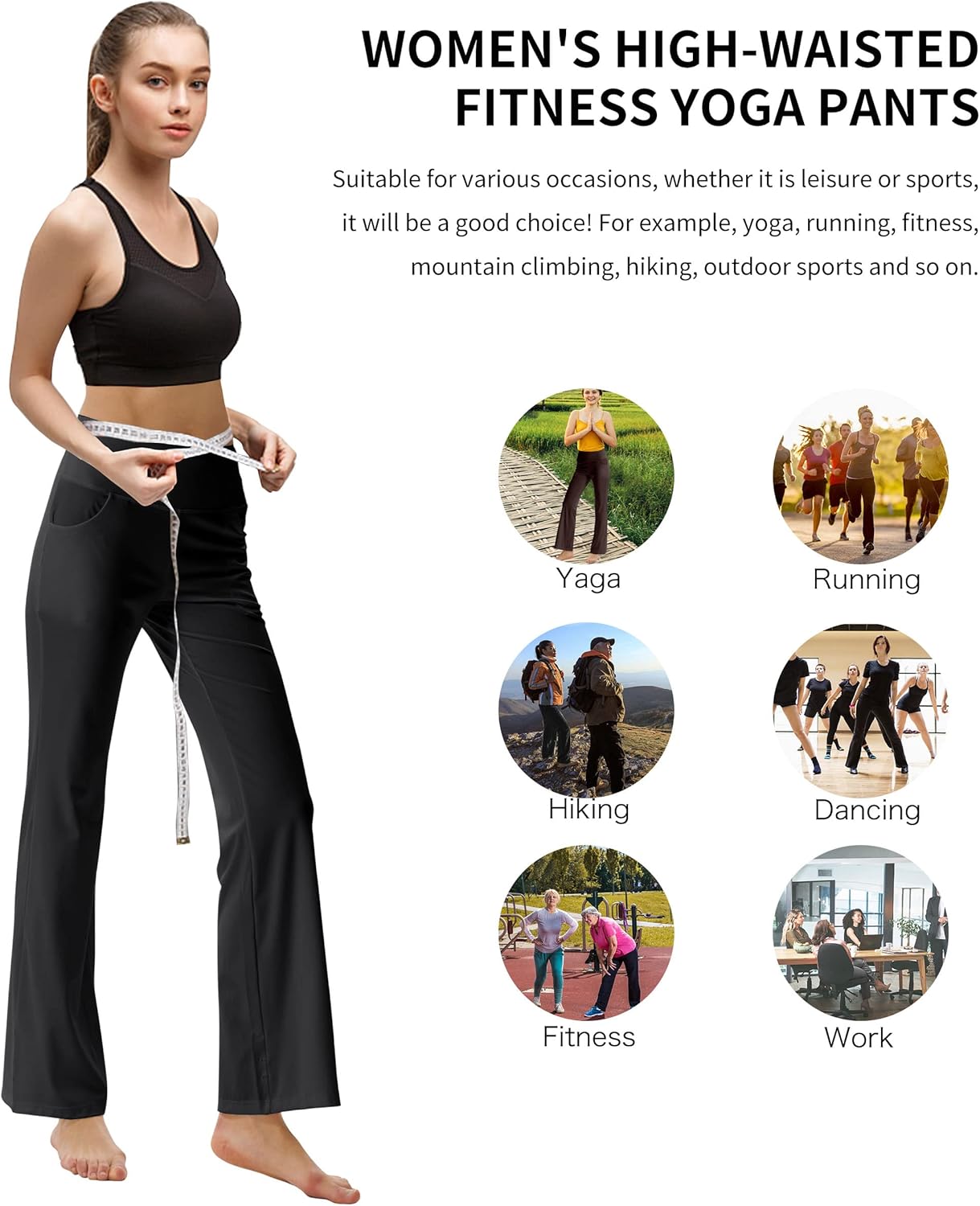 Thumbnail 5 de Laier Women's Red Yoga Pants with Pockets High Waist Flared Bootleg