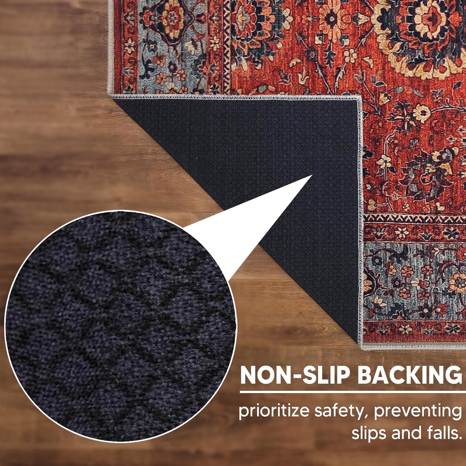 Detalle de Keen Home Design 6x9 Rug: Vintage Moroccan Machine Washable Area Rug with Non-Slip Backing