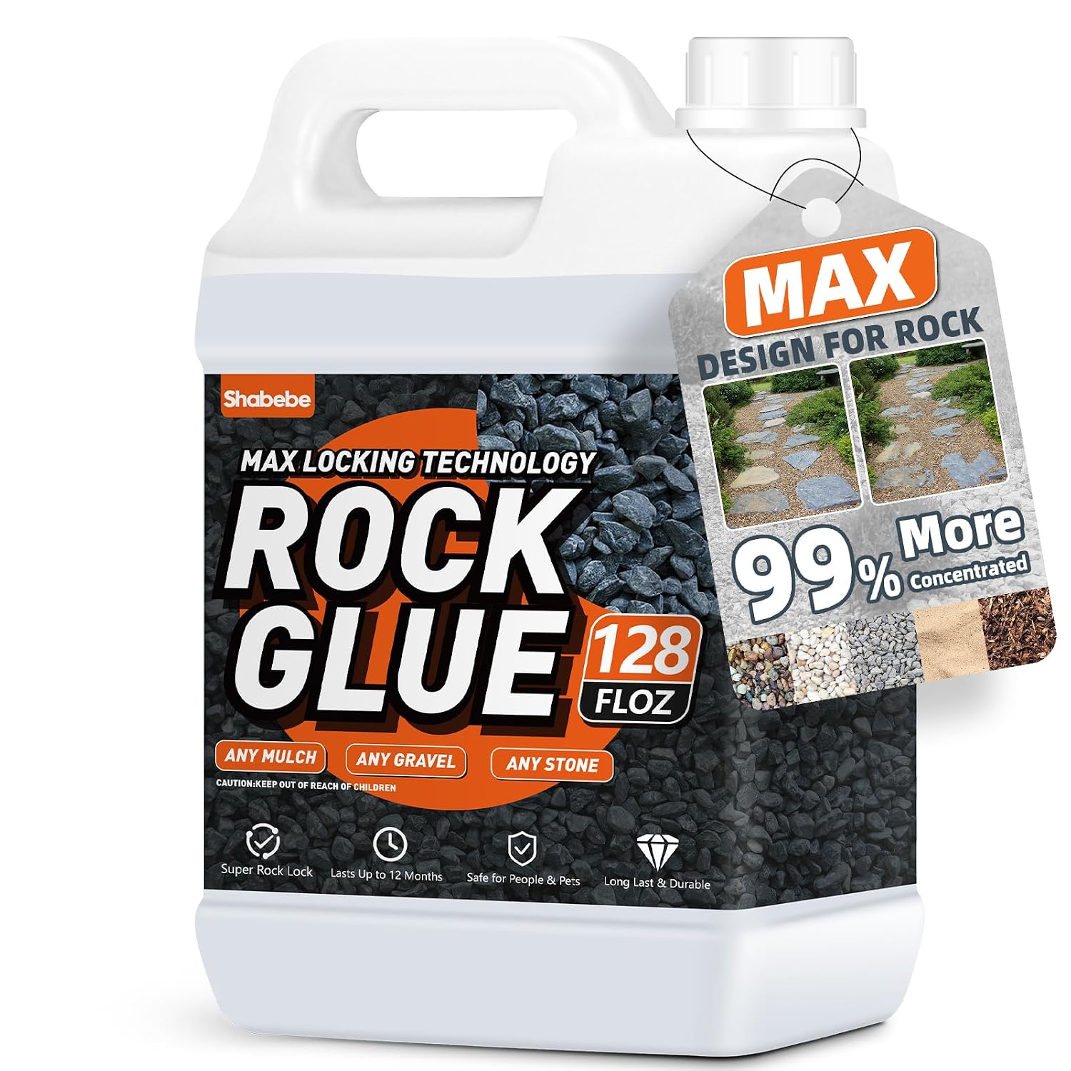 Detalle de Shabebe Rock Glue for Landscaping, 1-Gallon Clear-Drying Gravel Binder