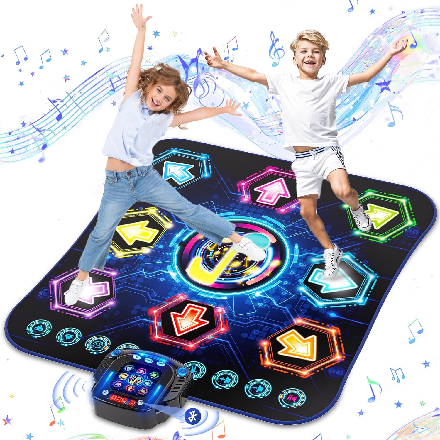 Detalle de Maysida Light-Up Dance Mat for Kids – 8 LED Arrows, 3 Modes, 27 Challenges