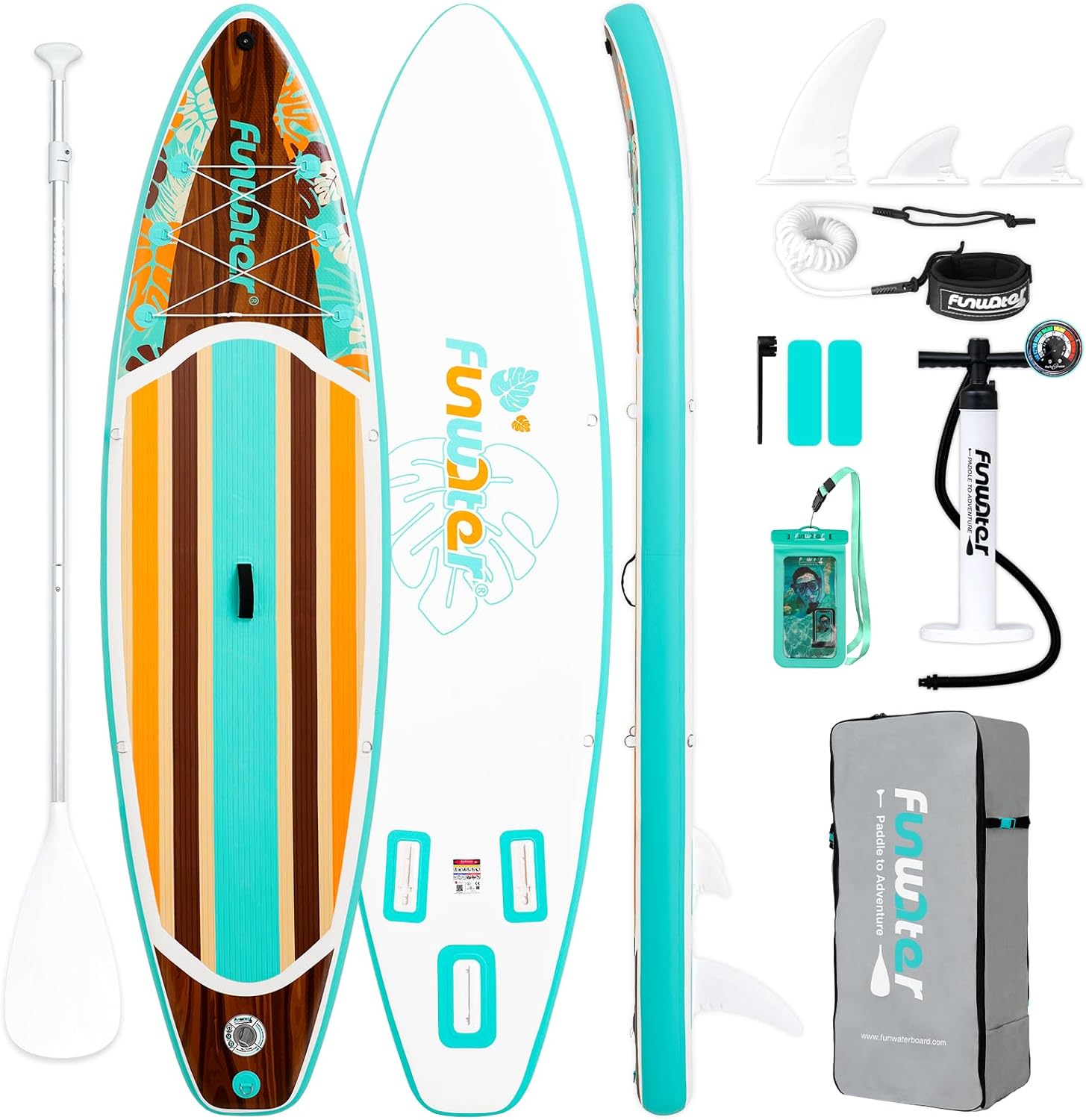 Detalle de FunWater Inflatable SUP Board — 11 ft and 10 ft 6 in with Accessories