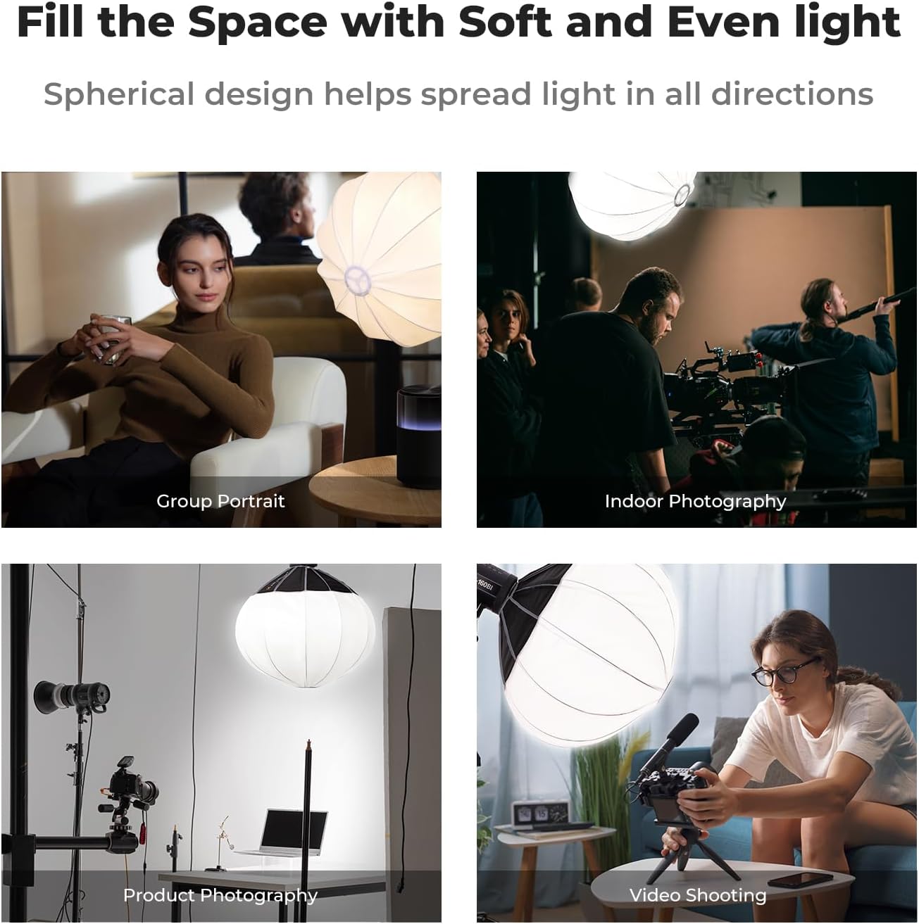 Detalle de K&F CONCEPT 65cm Lantern Softbox with Bowens Mount – 360° Diffused Light for Photography & Video