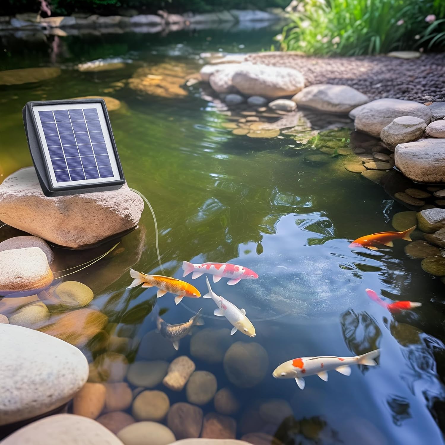 Thumbnail 5 de PChero Solar Oxygenator Air Pump for Pond (2200mAh) with Solar Panel & Bubble Stones