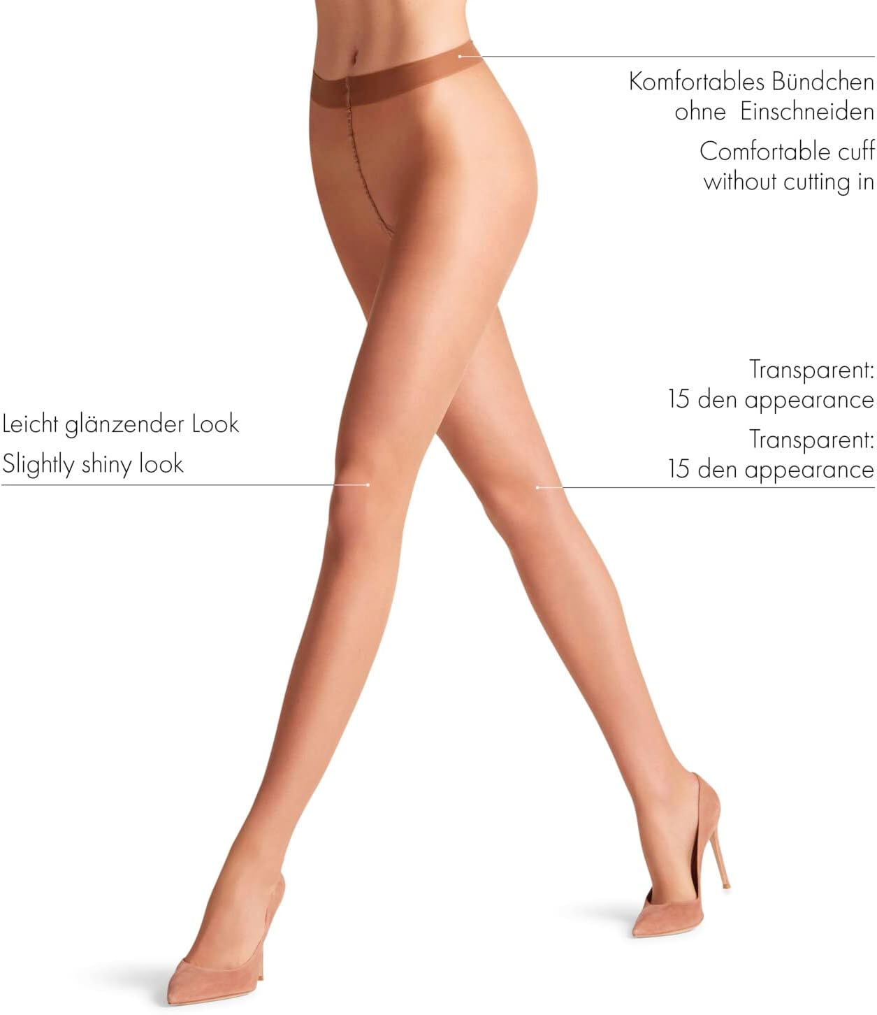 Detalle de FALKE femme Seidenglatt 15 DEN collants transparents voile brillant