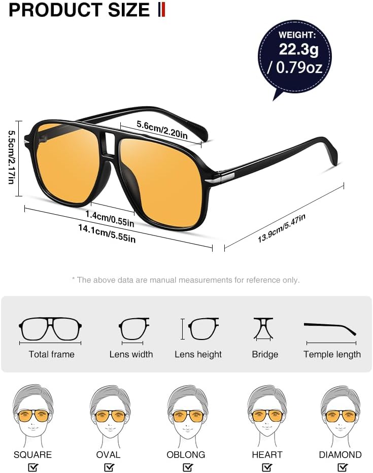 Thumbnail 4 de kimorn Retro Pilot Sunglasses for Women & Men – UV400 Rectangle Shades