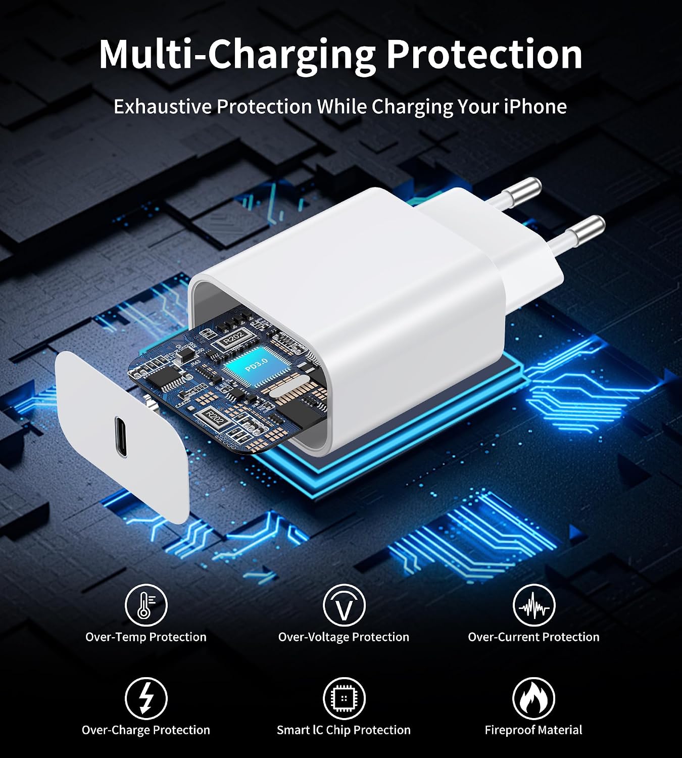 Detalle de BHHB 20W Chargeur USB-C – Charge rapide et sécurisée pour iPhone, iPad et plus