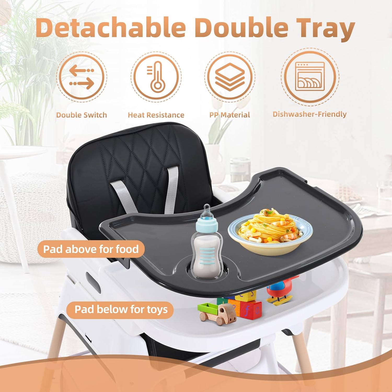 Detalle 2 de Adjustable Convertible 3-in-1 Baby High Chair 6–36 months