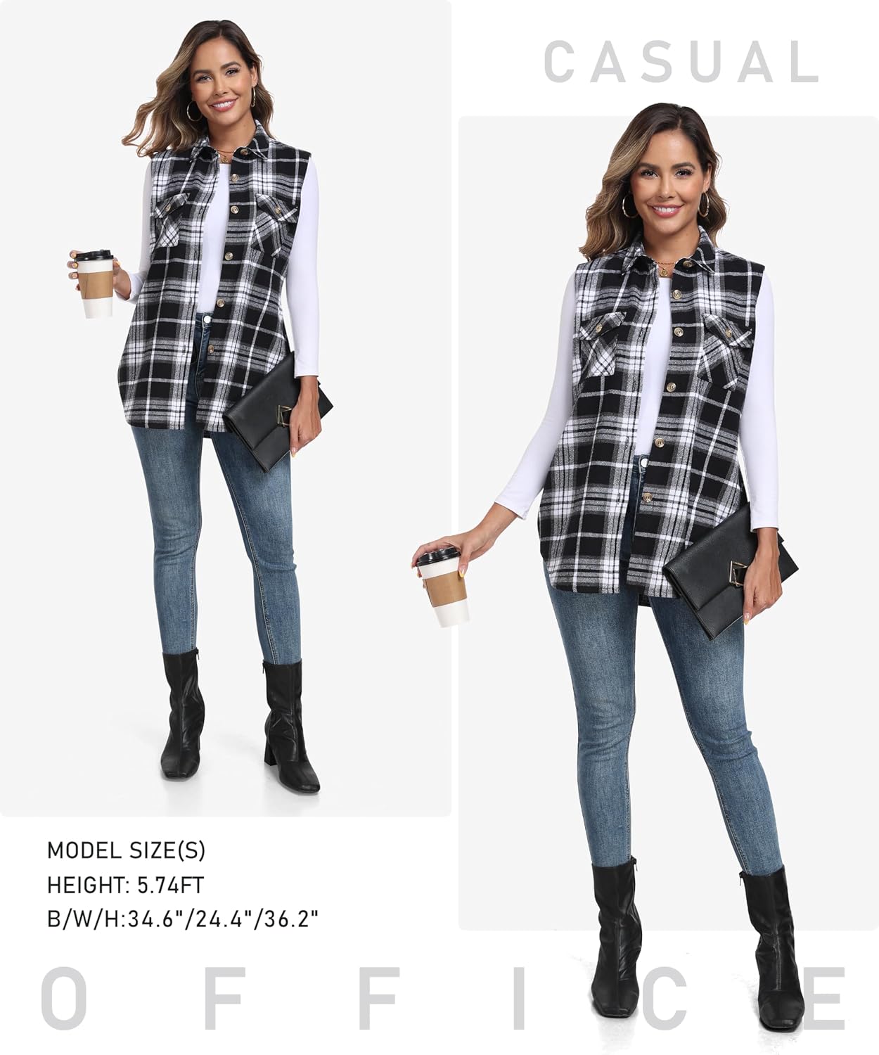 Thumbnail 5 de MoFiz Women's Plaid Vest, Cotton Blend