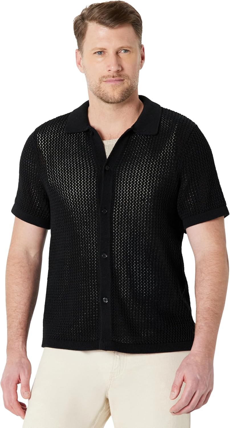 Detalle de Amazon Essentials Men's Short-Sleeve Button-Down Resort Knit Shirt