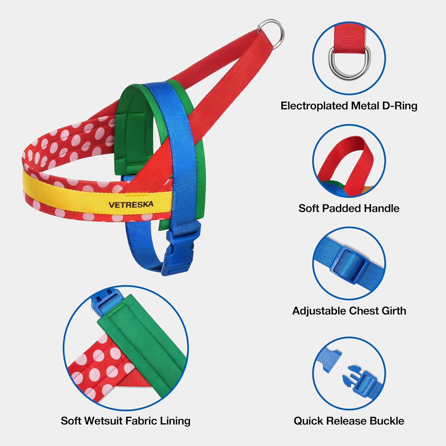 Thumbnail 2 de VETRESKA Dog Harness and Leash Set (XS, Red): No-Pull, Adjustable, 360° Tangle-Free Walk Training