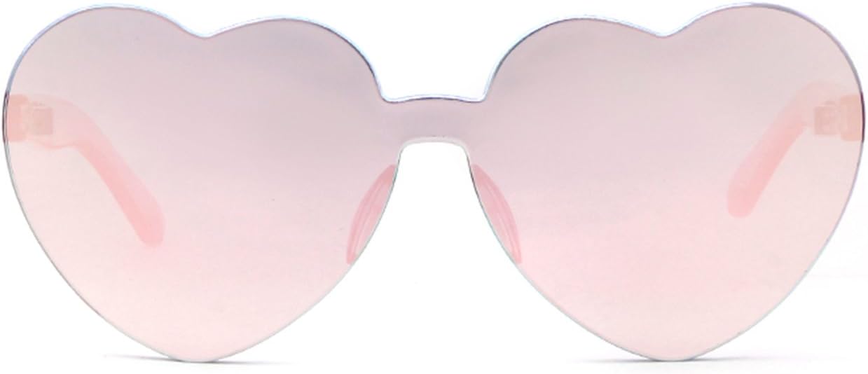 Detalle 2 de ADEWU Lunettes de soleil sans monture en forme de cœur – Lunettes candy color pour filles
