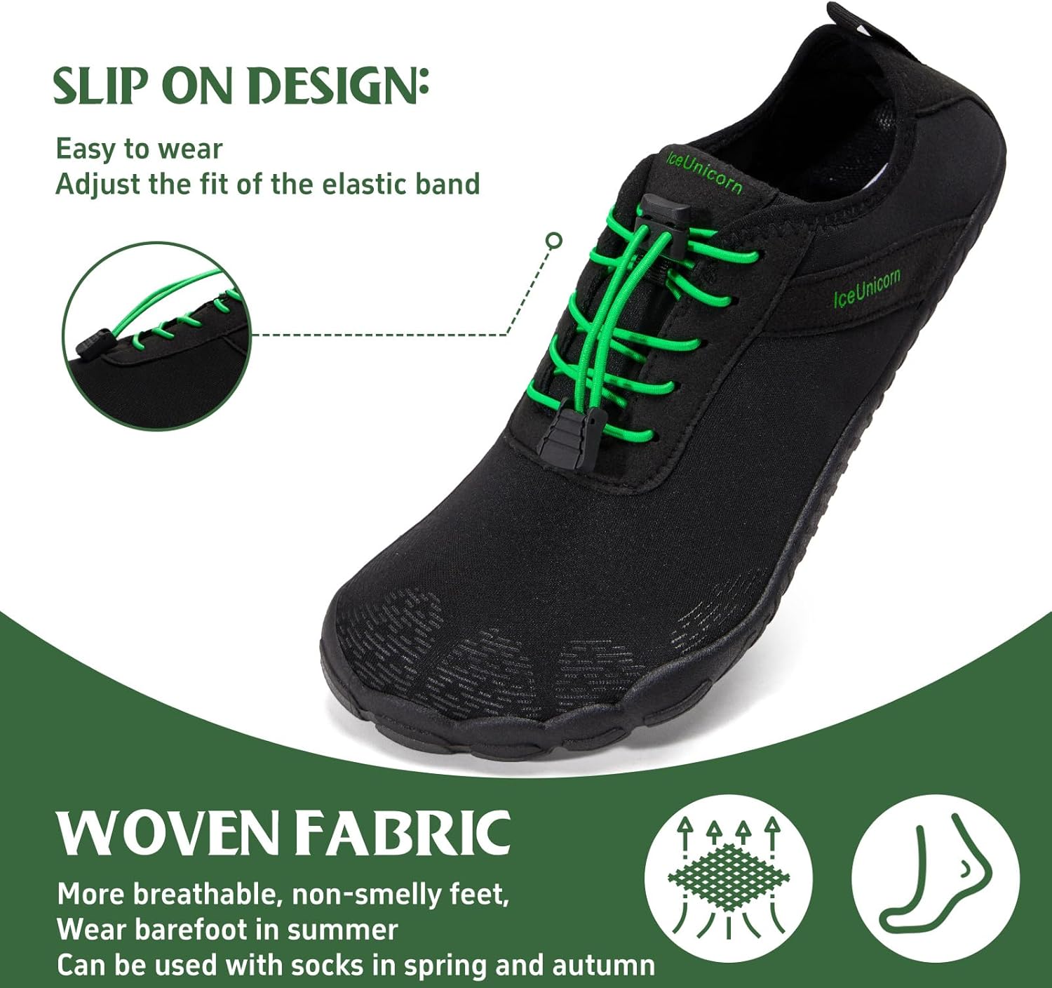 Detalle 2 de IceUnicorn Barfuß Schuhe Damen & Herren – atmungsaktiv, wasserableitend und barfußnahes Walking
